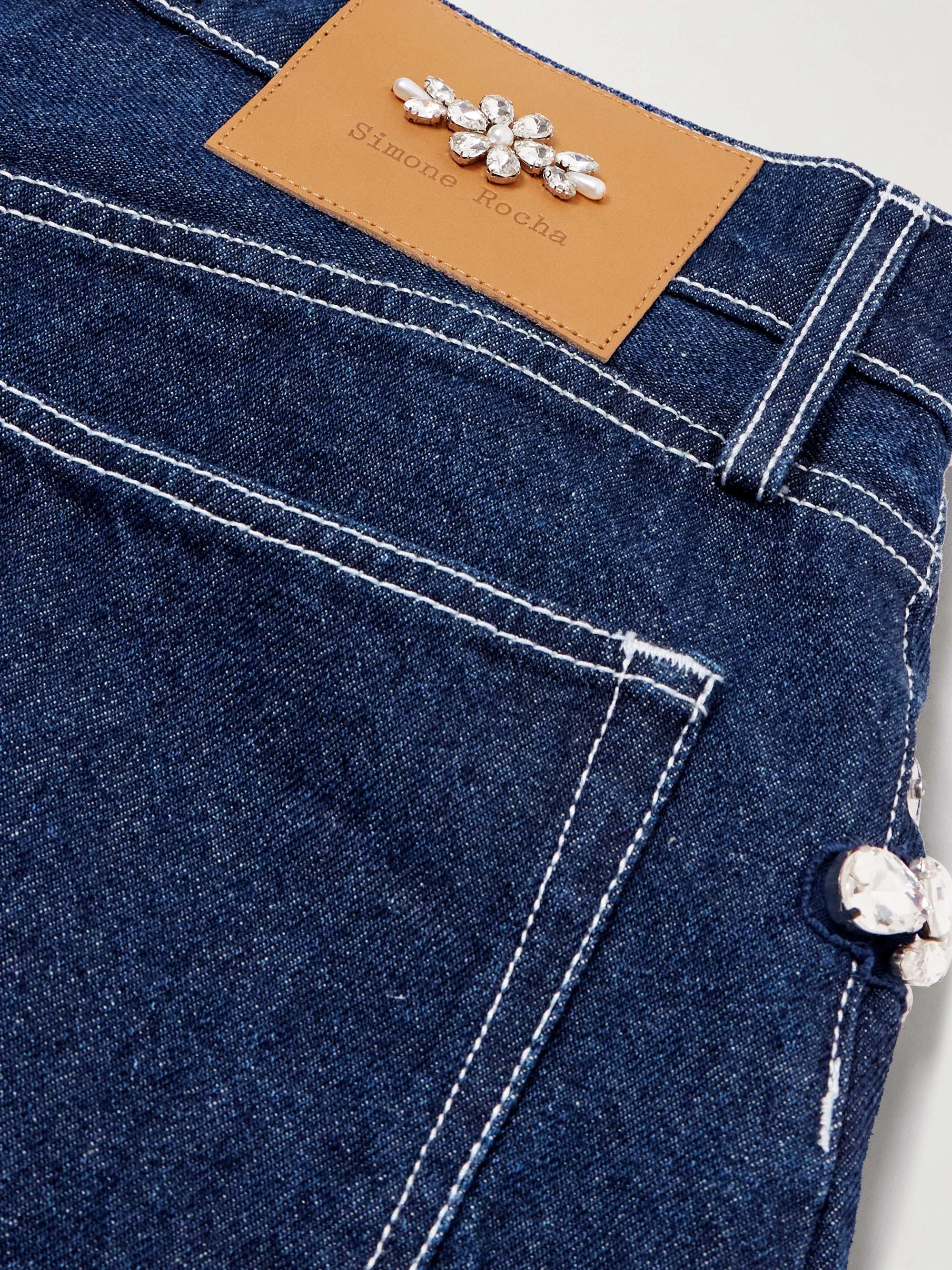 Crystal-embellished mid-rise wide-leg jeans view