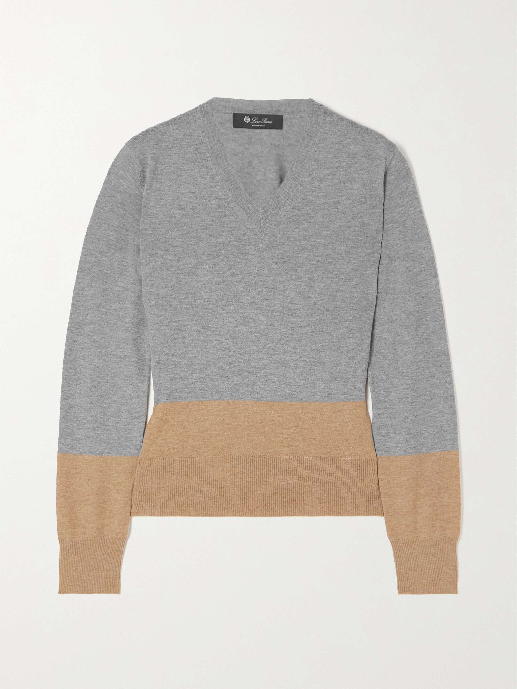 Color-block cashmere sweater view