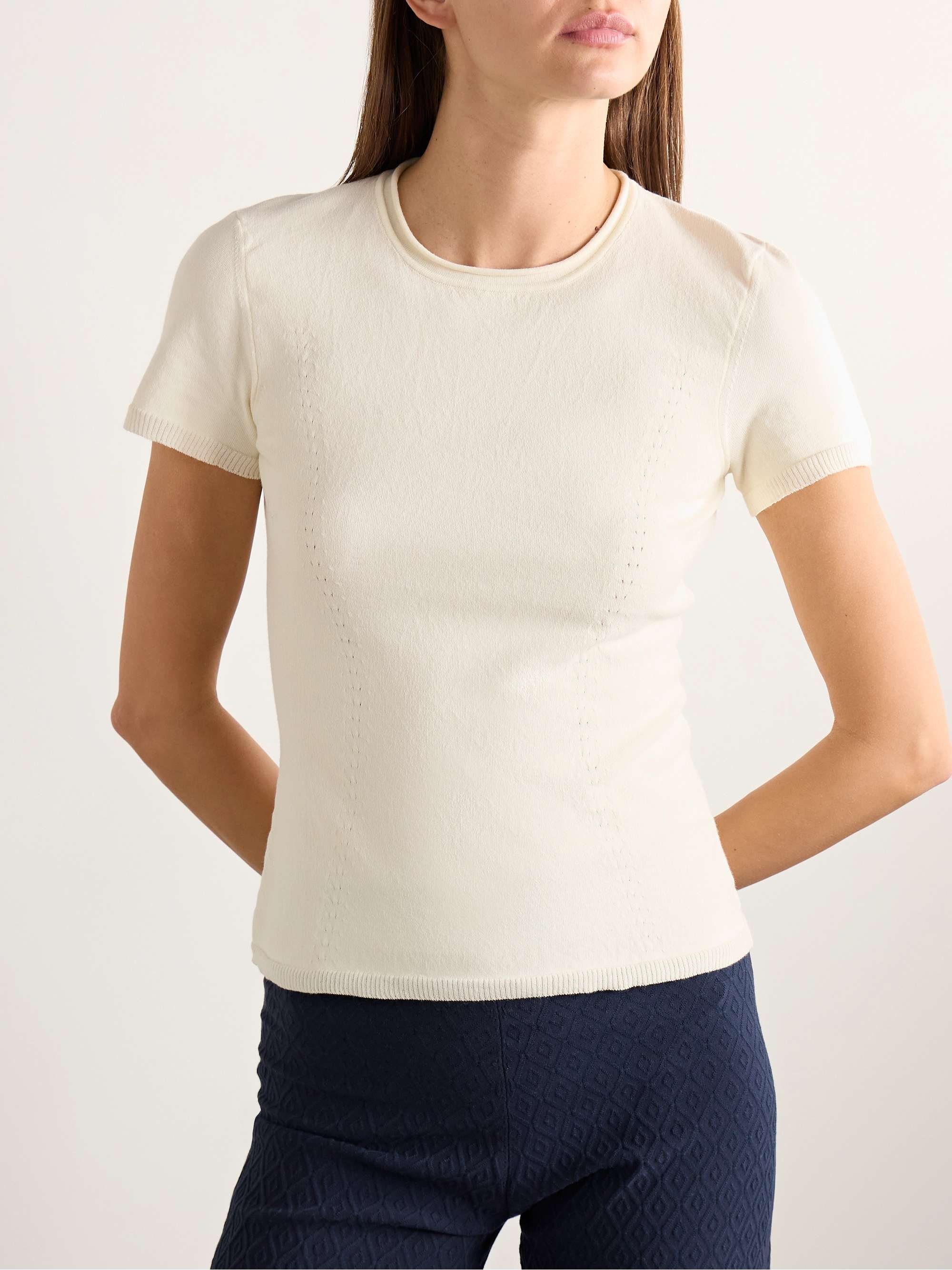Nat cotton-blend jacquard-knit top view