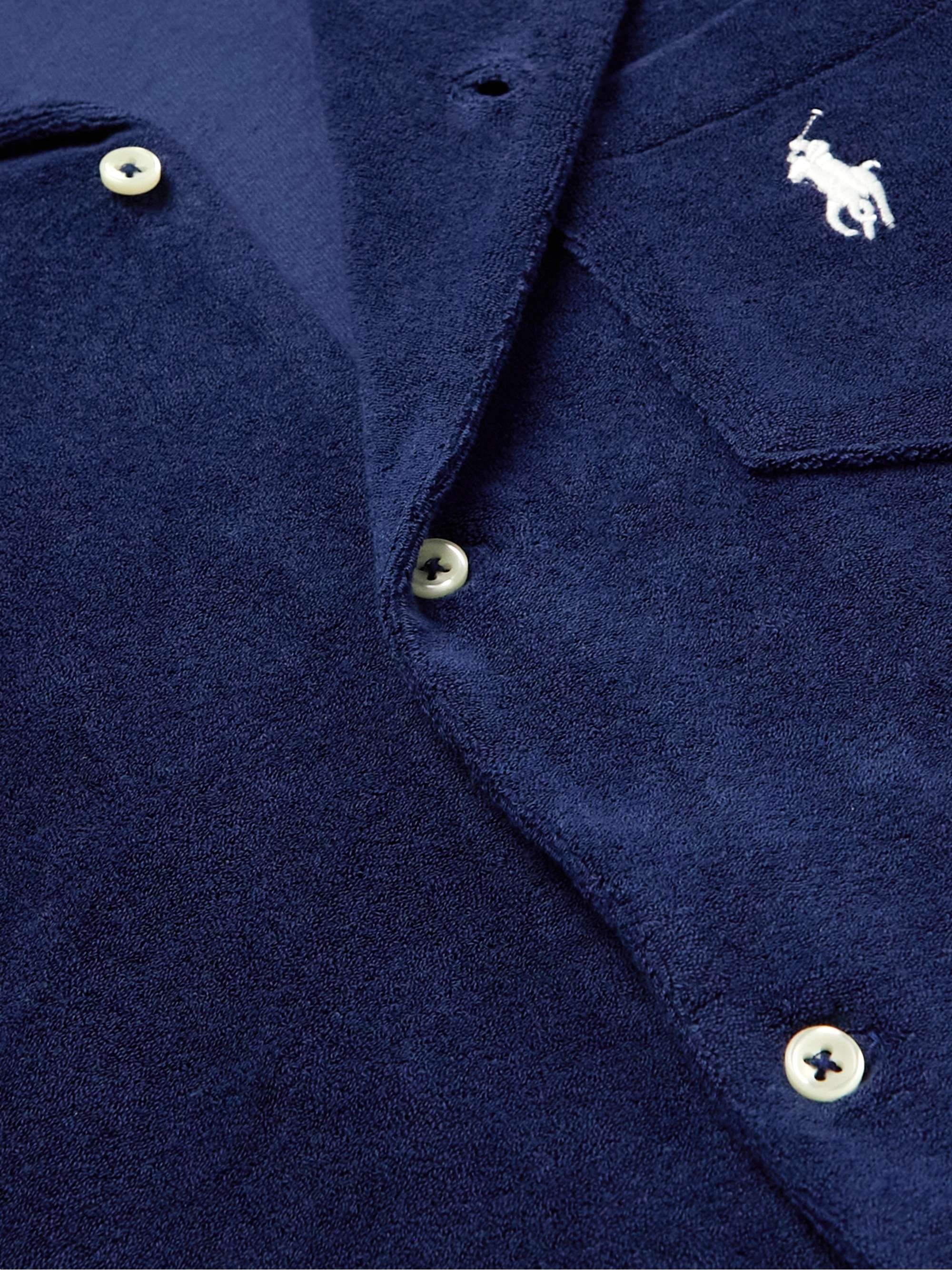Camp-Collar Logo-Embroidered Cotton-Terry Shirt view