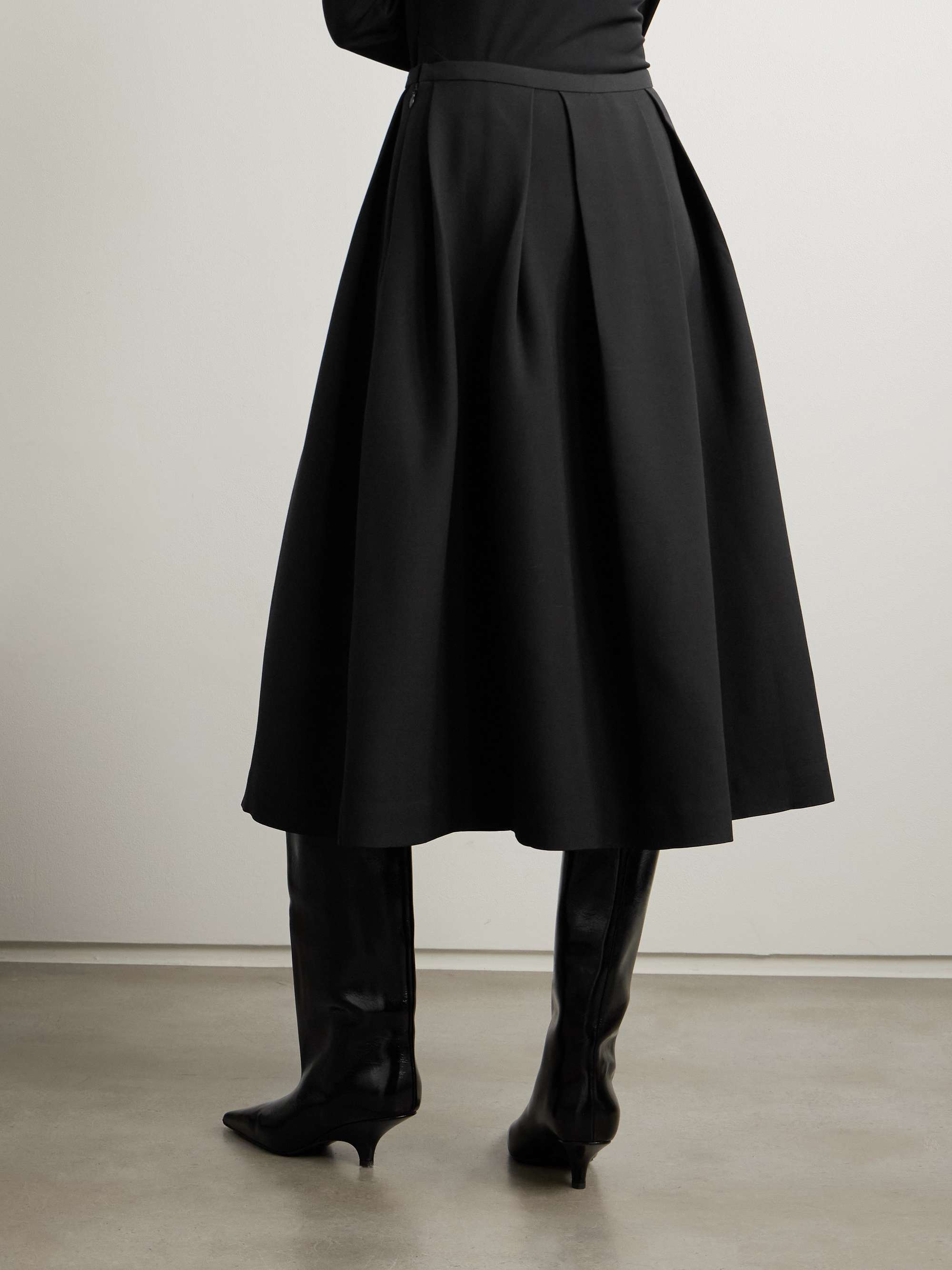 Pleated wool and silk-blend midi skirt view