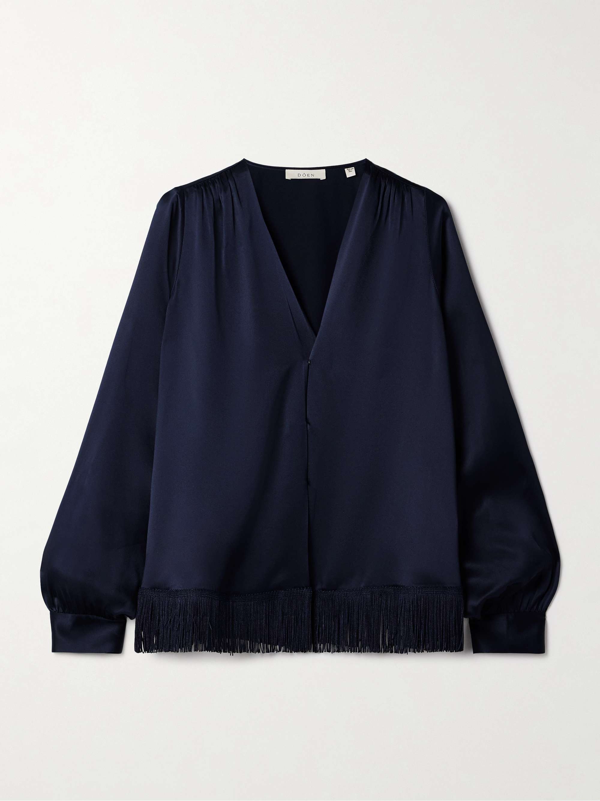Candace fringed silk-satin blouse view