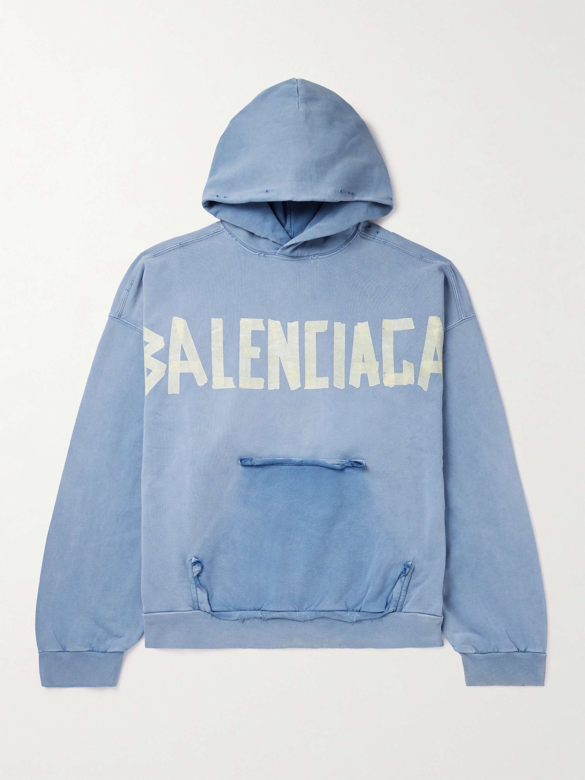 Oversized Distressed Logo-Print Cotton-Jersey Hoodie view