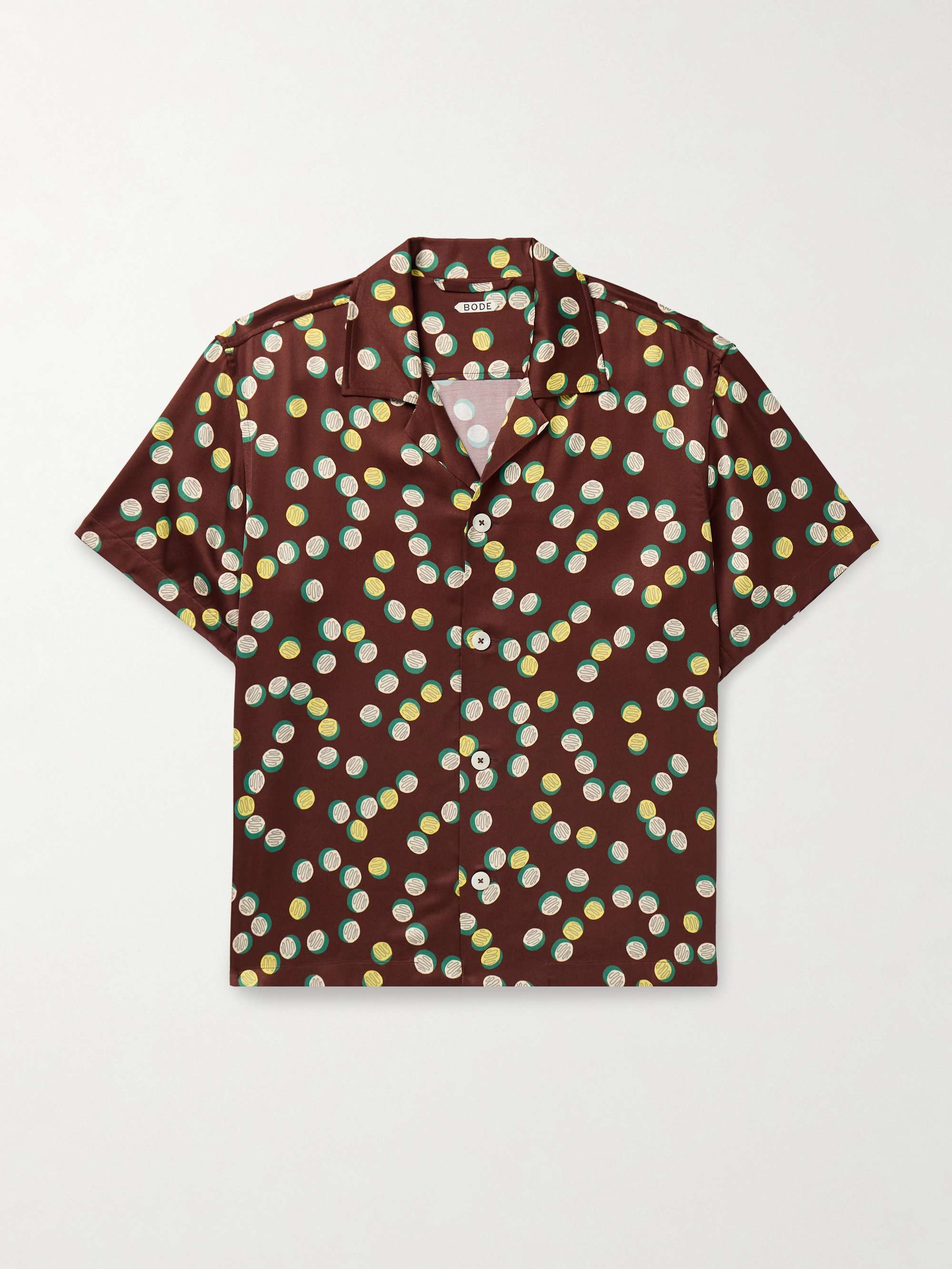 Bubble Camp-Collar Printed Satin-Twill Shirt view
