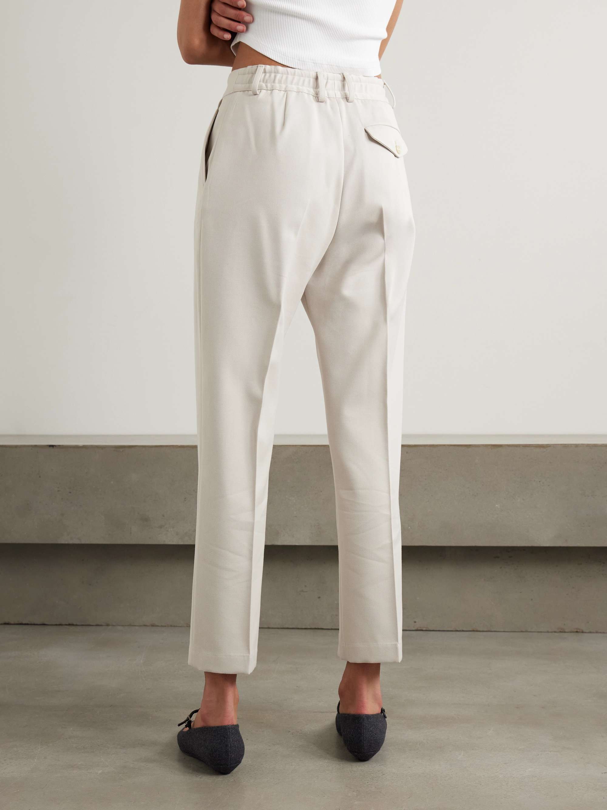 Cotton and wool-blend twill straight-leg pants view