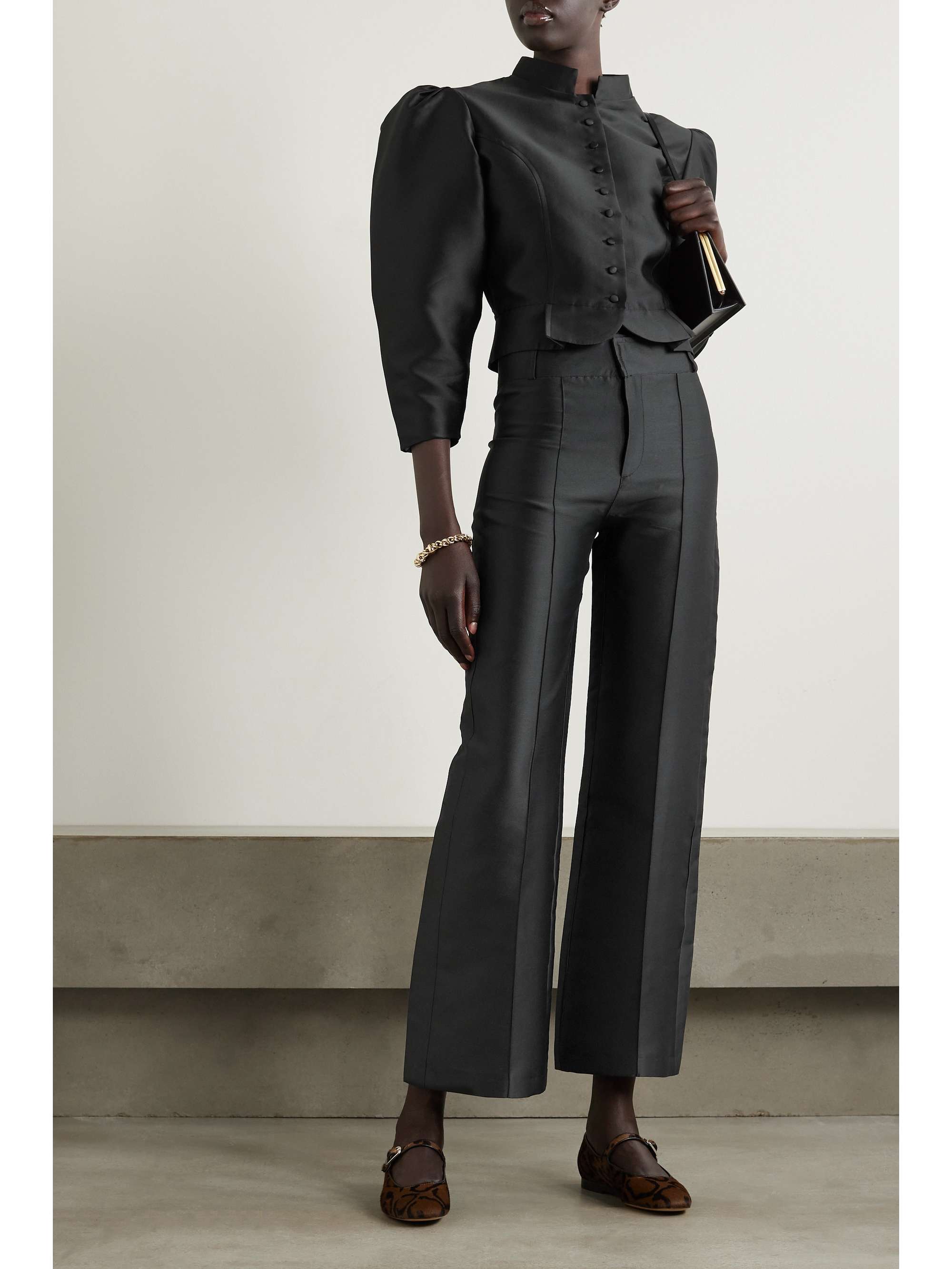 Yoshitomo pleated faille wide-leg pants view