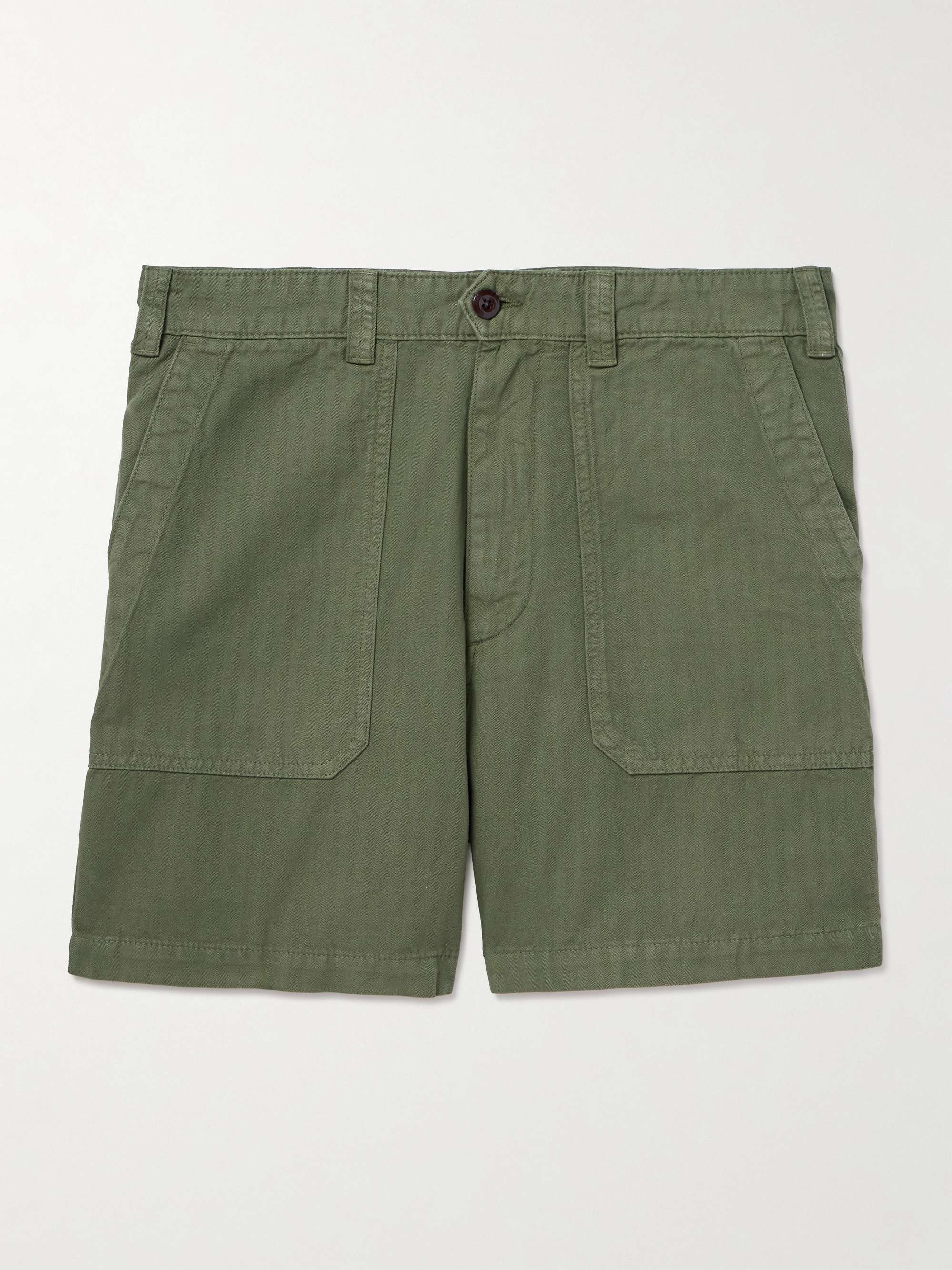 Herringbone Cotton and Linen-Blend Twill Shorts view