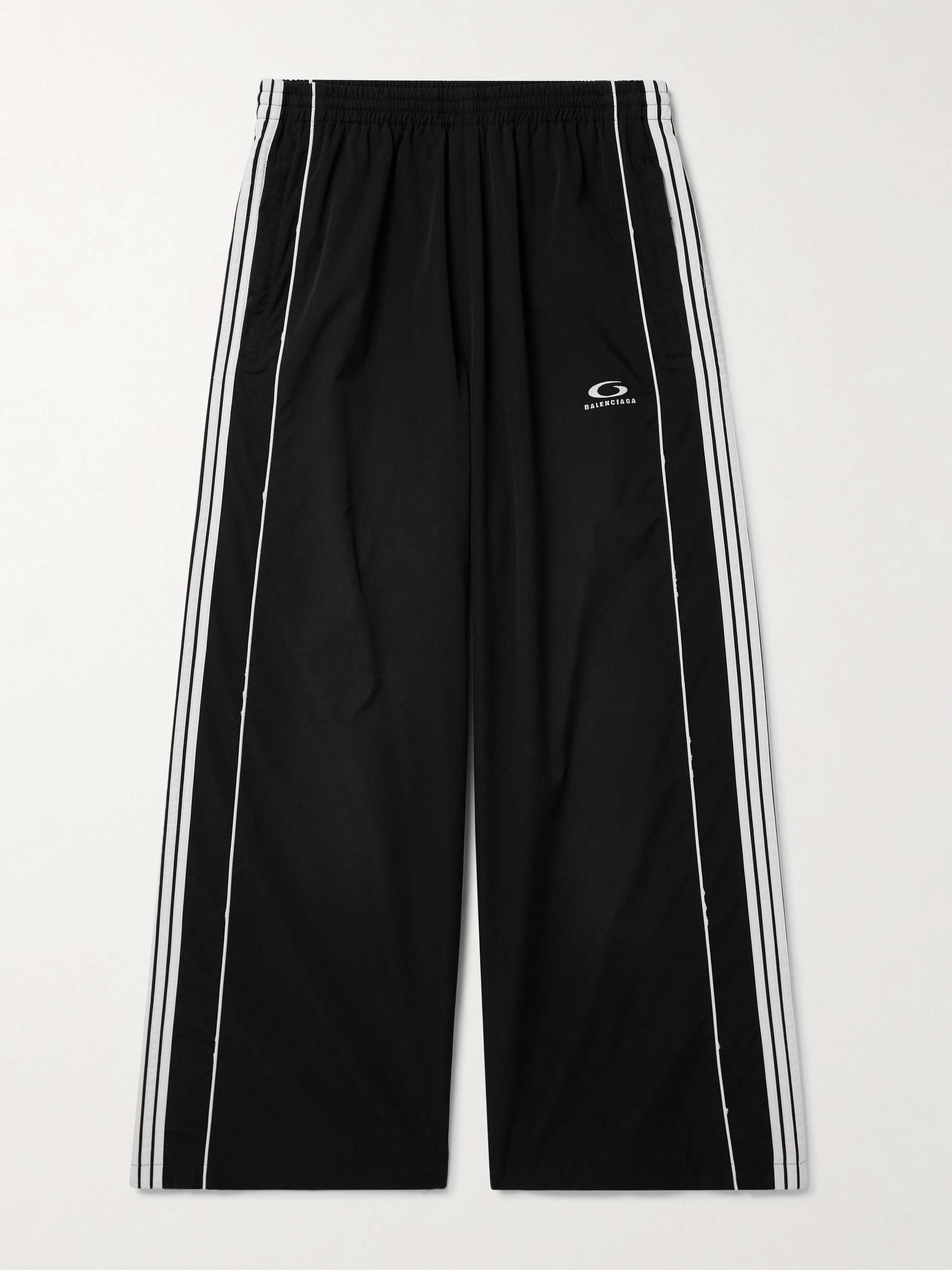 Straight-Leg Logo-Embroidered Striped Recycled-Shell Track Pants view