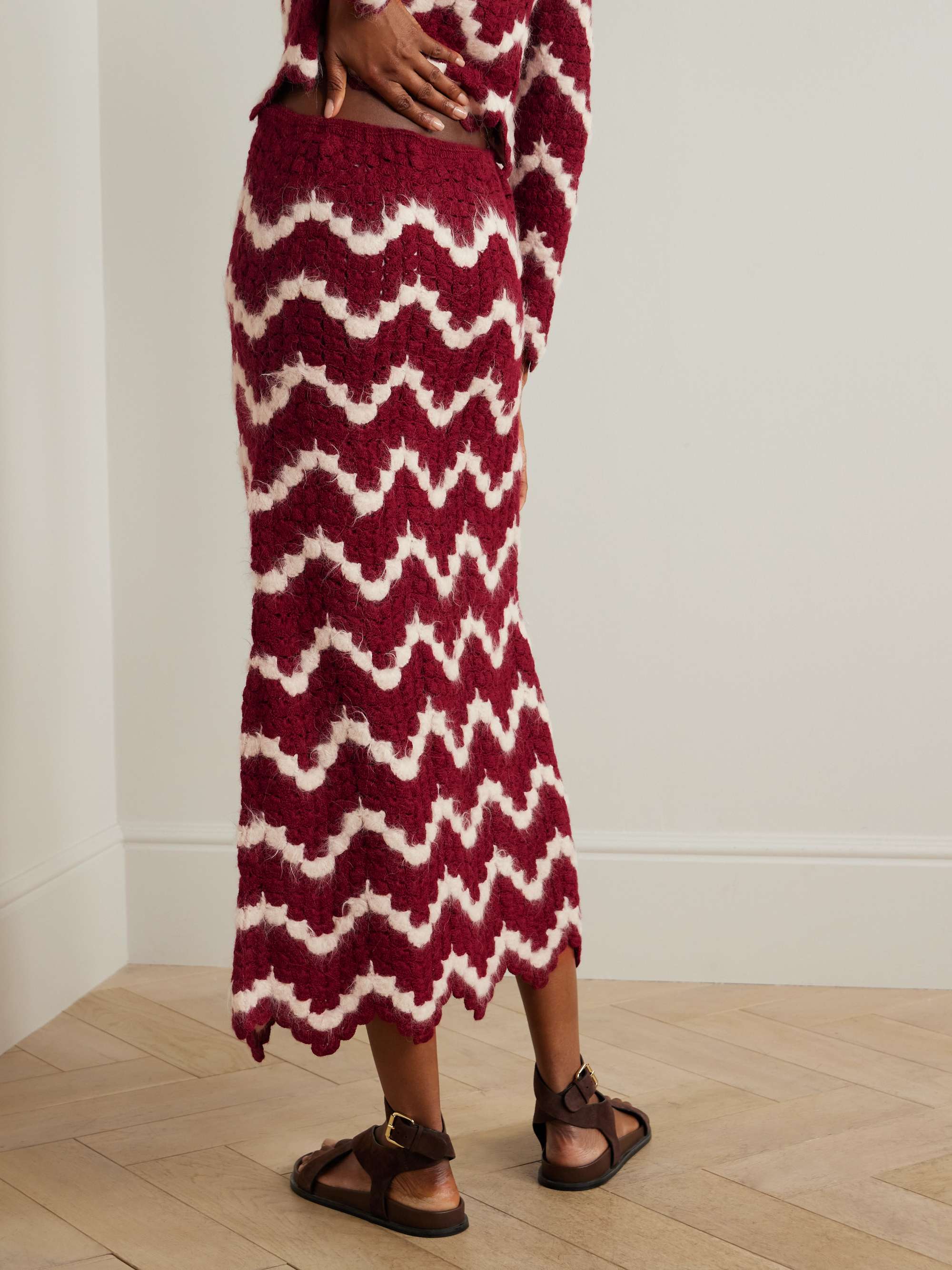 Safi scalloped crocheted alpaca midi skirt view