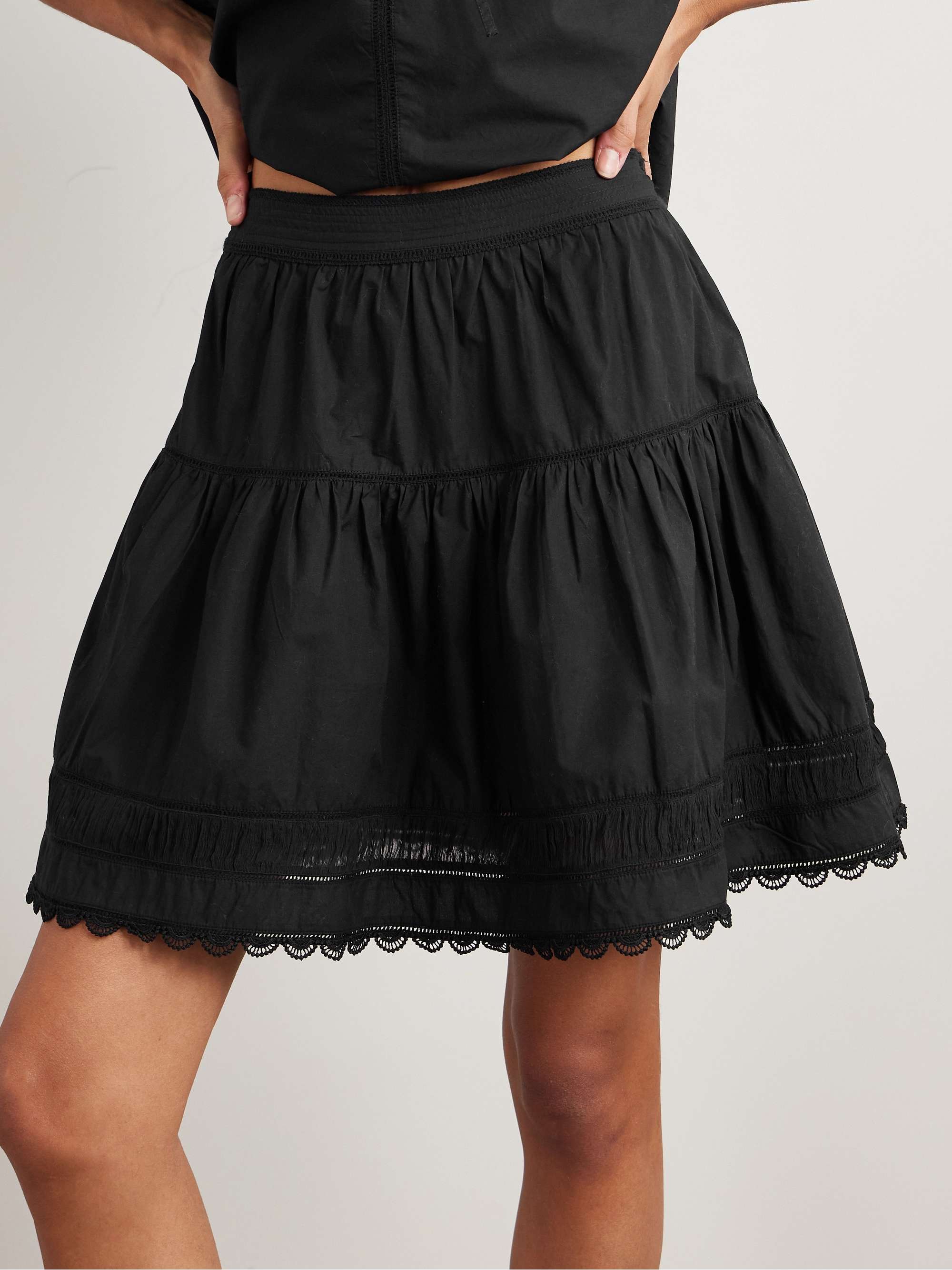 Ayla crochet-trimmed pleated poplin mini skirt view