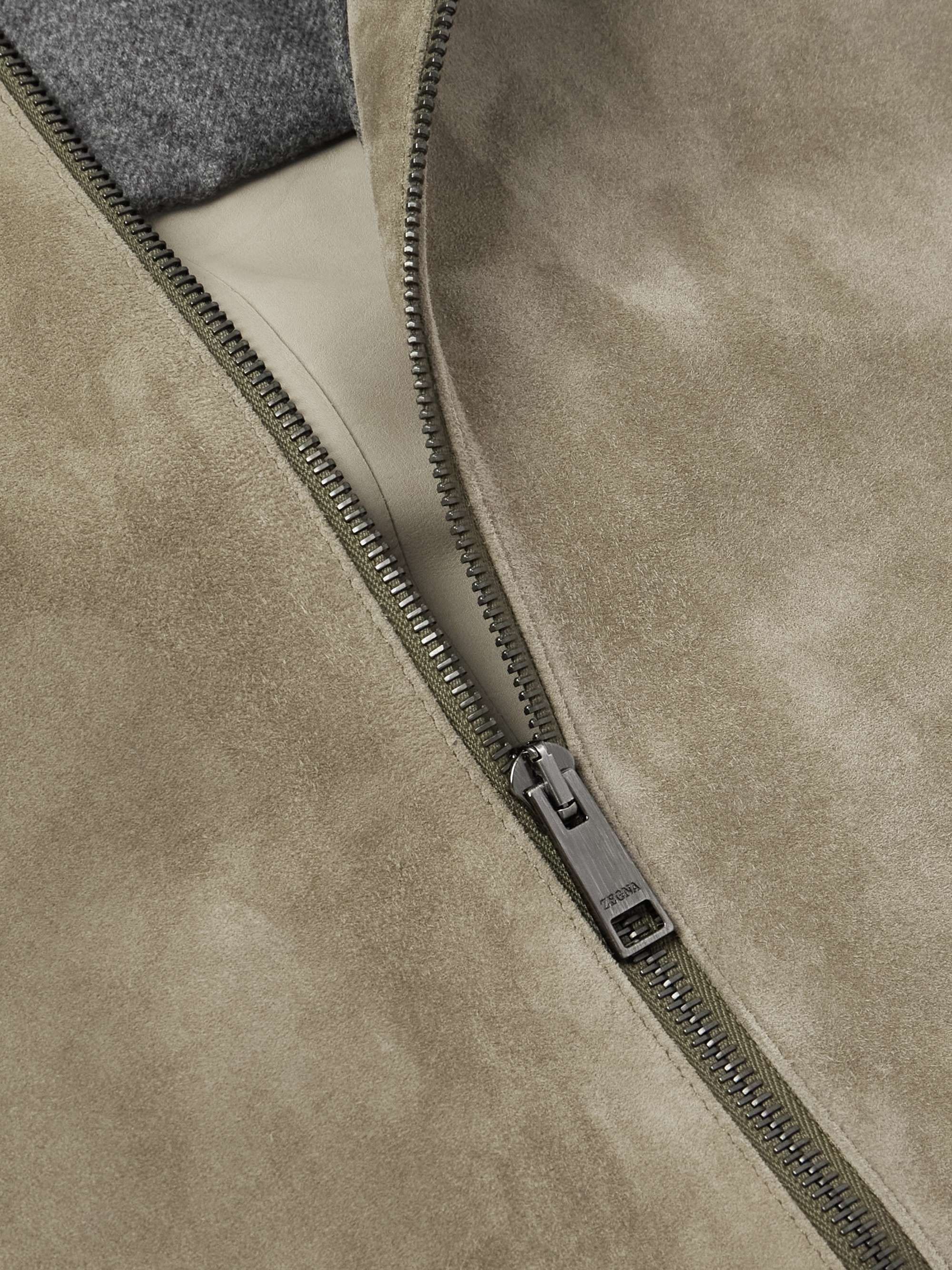 Slim-Fit Suede Biker Jacket view