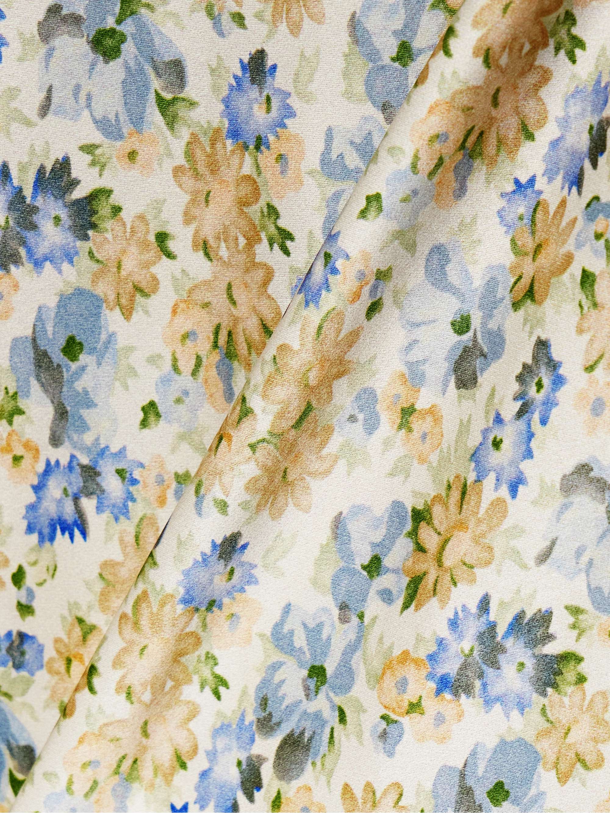 Elowen picot-trimmed floral-print silk-charmeuse midi skirt view