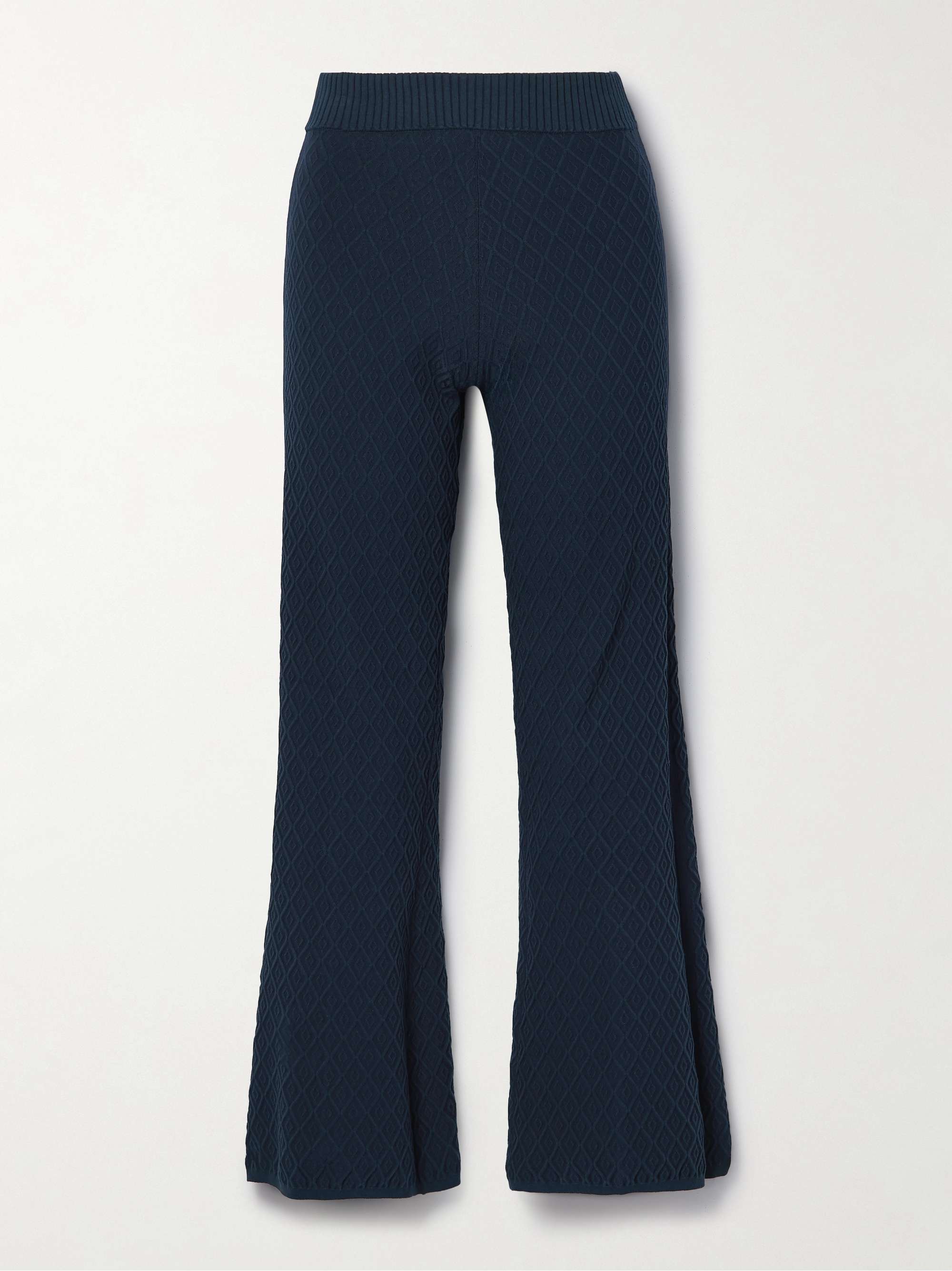 Stretch-cotton jacquard high-rise flared pants view