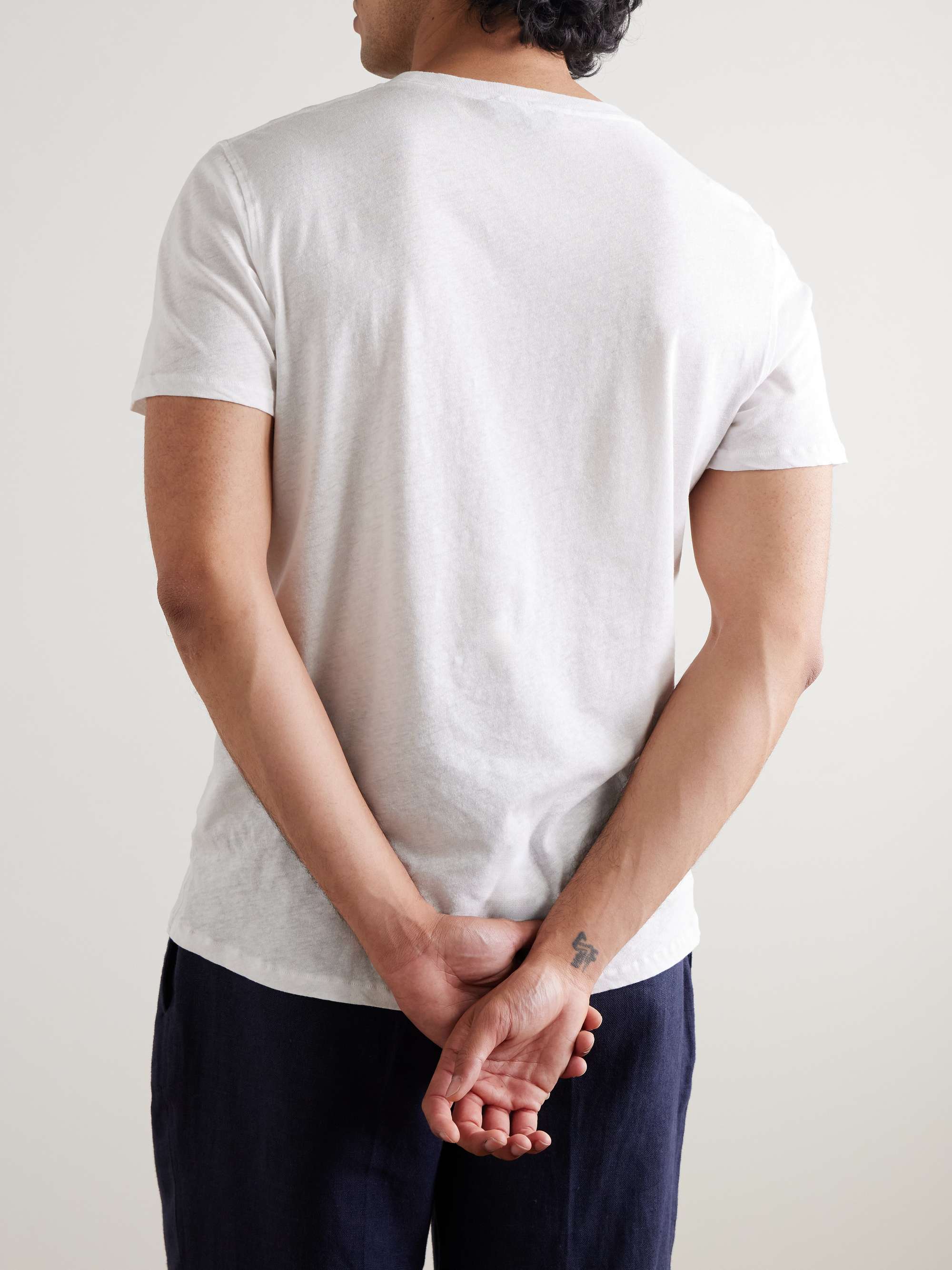 Lucio Cotton and Linen-Blend Jersey T-Shirt view