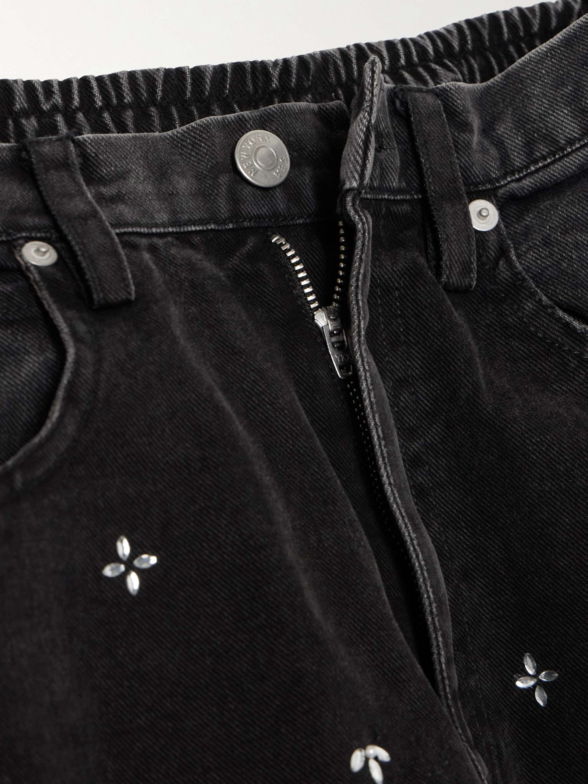 Bala crystal-embellished high-rise wide-leg jeans view
