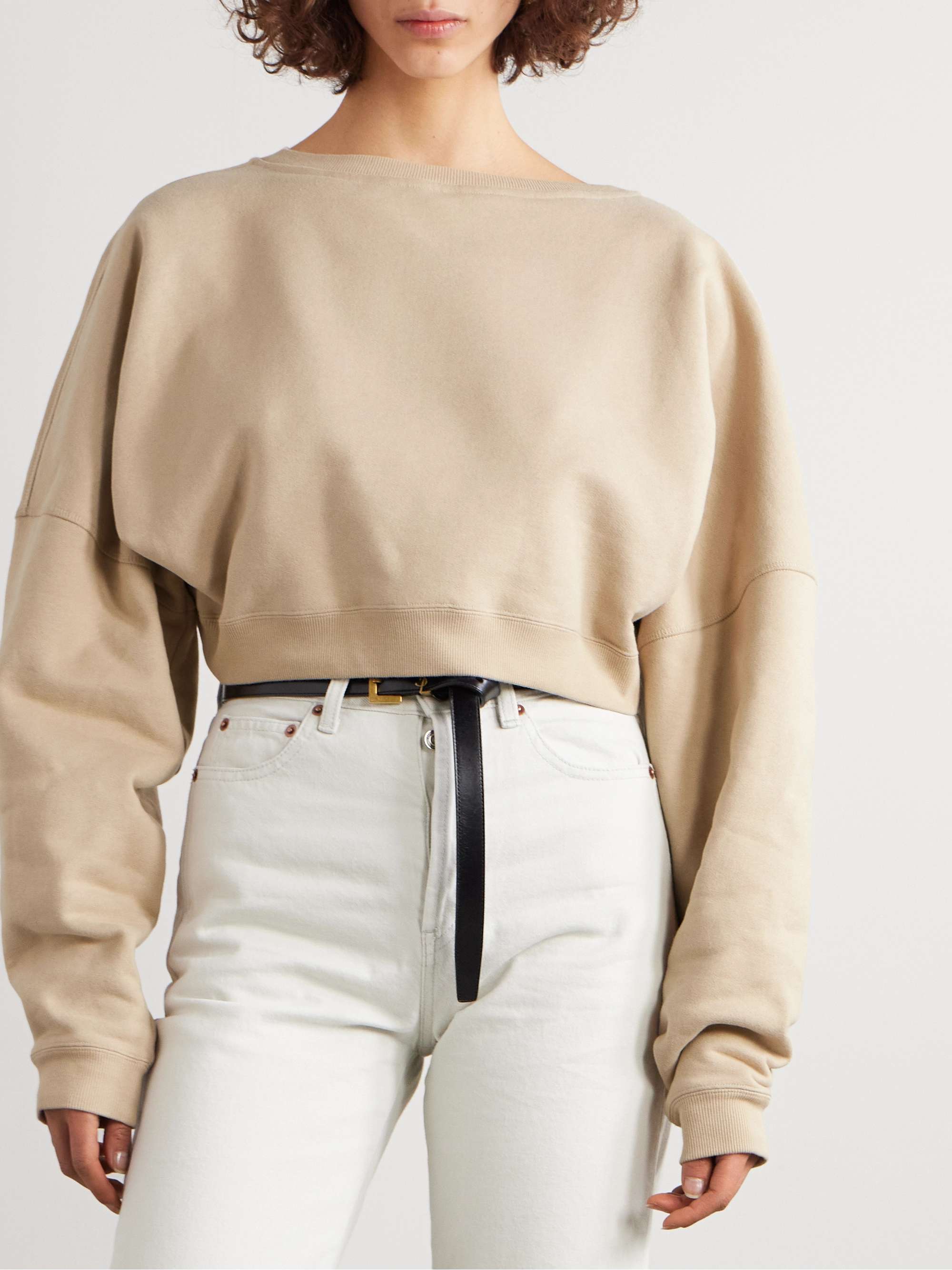 Cropped embroidered cotton-jersey sweater view