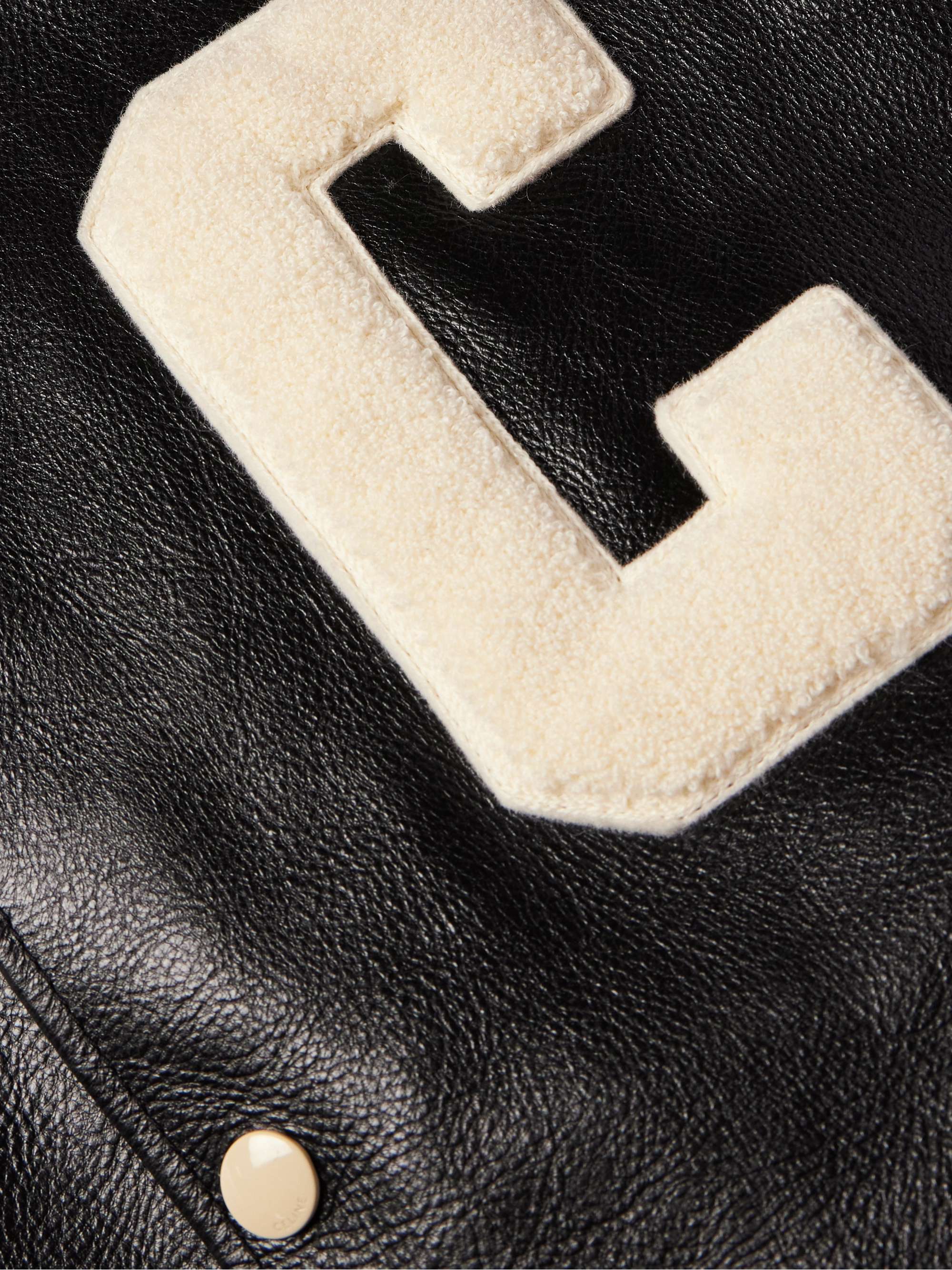 Teddy Logo-Appliquéd Leather Bomber Jacket view