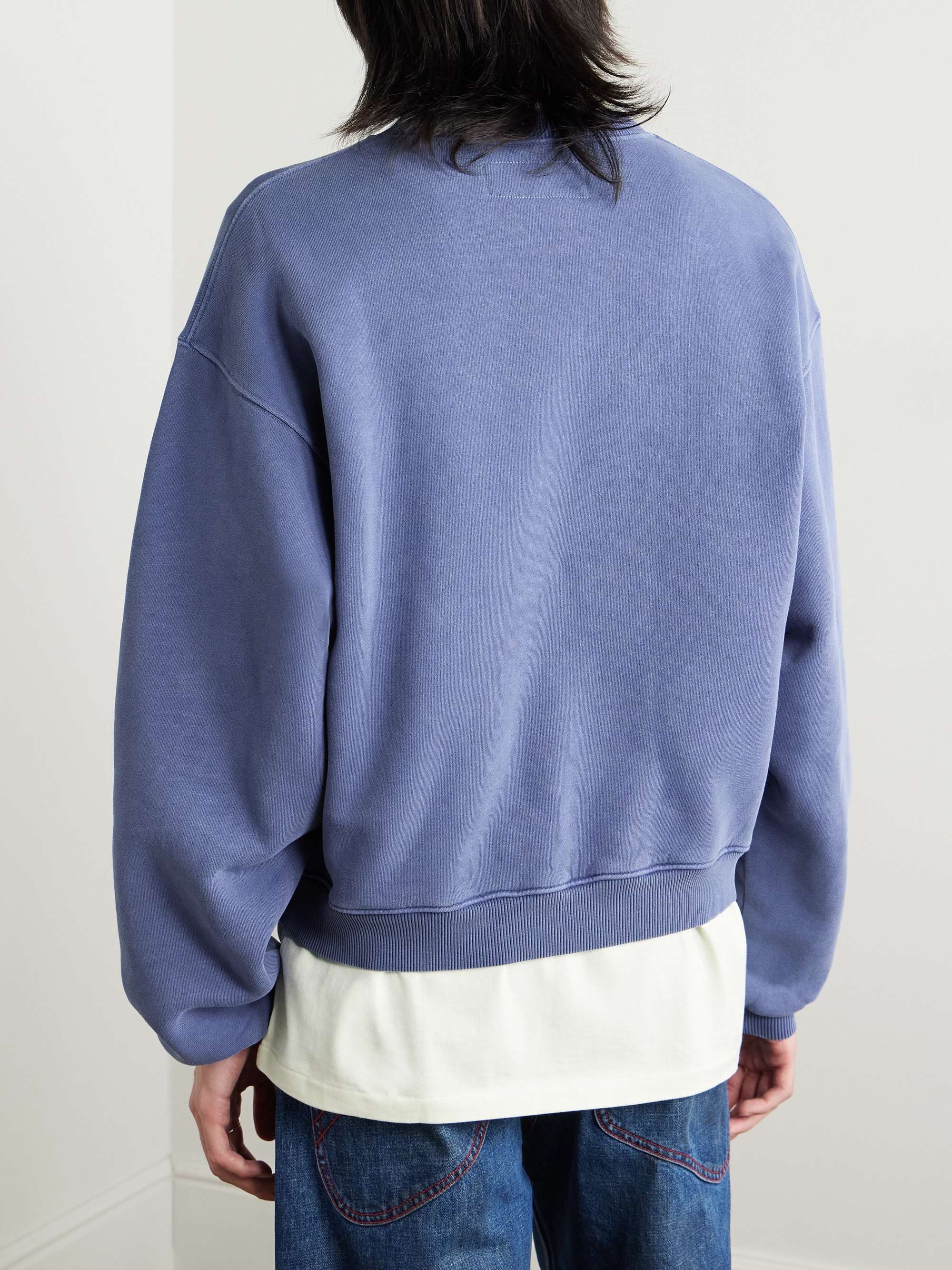 Cropped Logo-Embroidered Cotton-Jersey Sweatshirt view