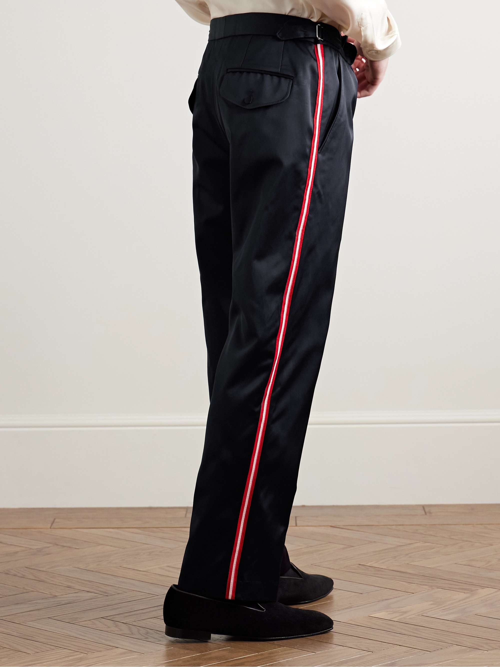 Major League Straight-Leg Striped Satin Trousers view
