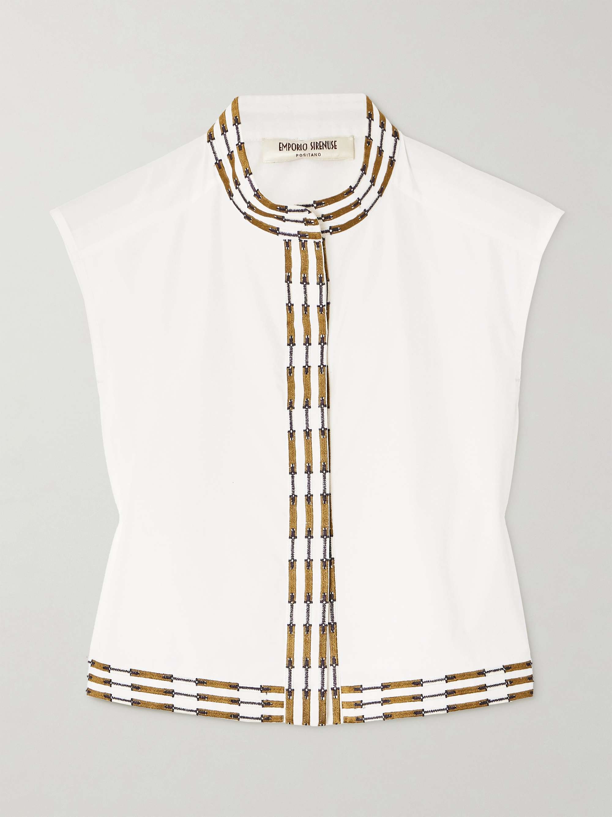 Andorra cropped embroidered cotton-blend poplin top view