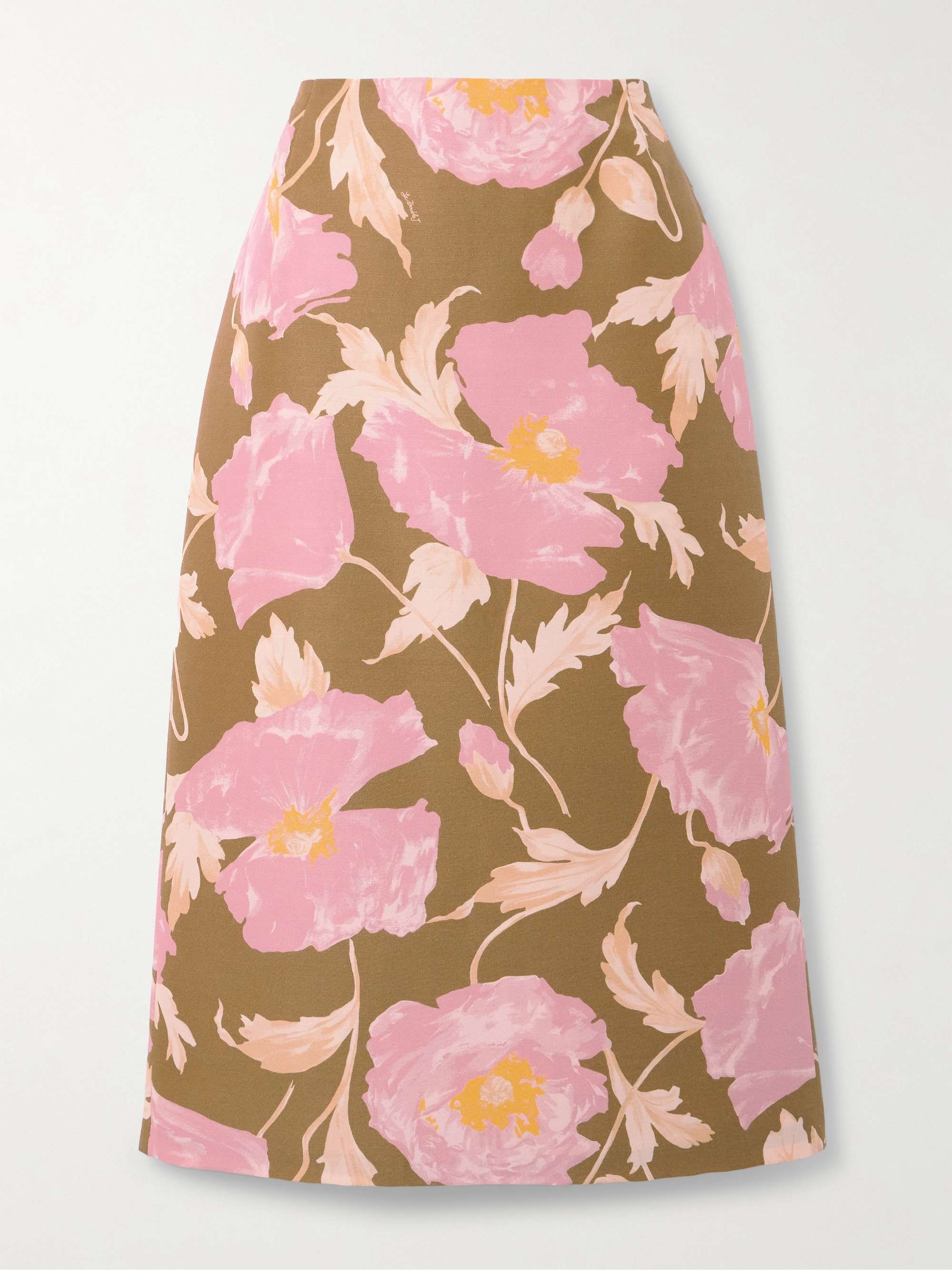 Printed wool-blend cady midi skirt view