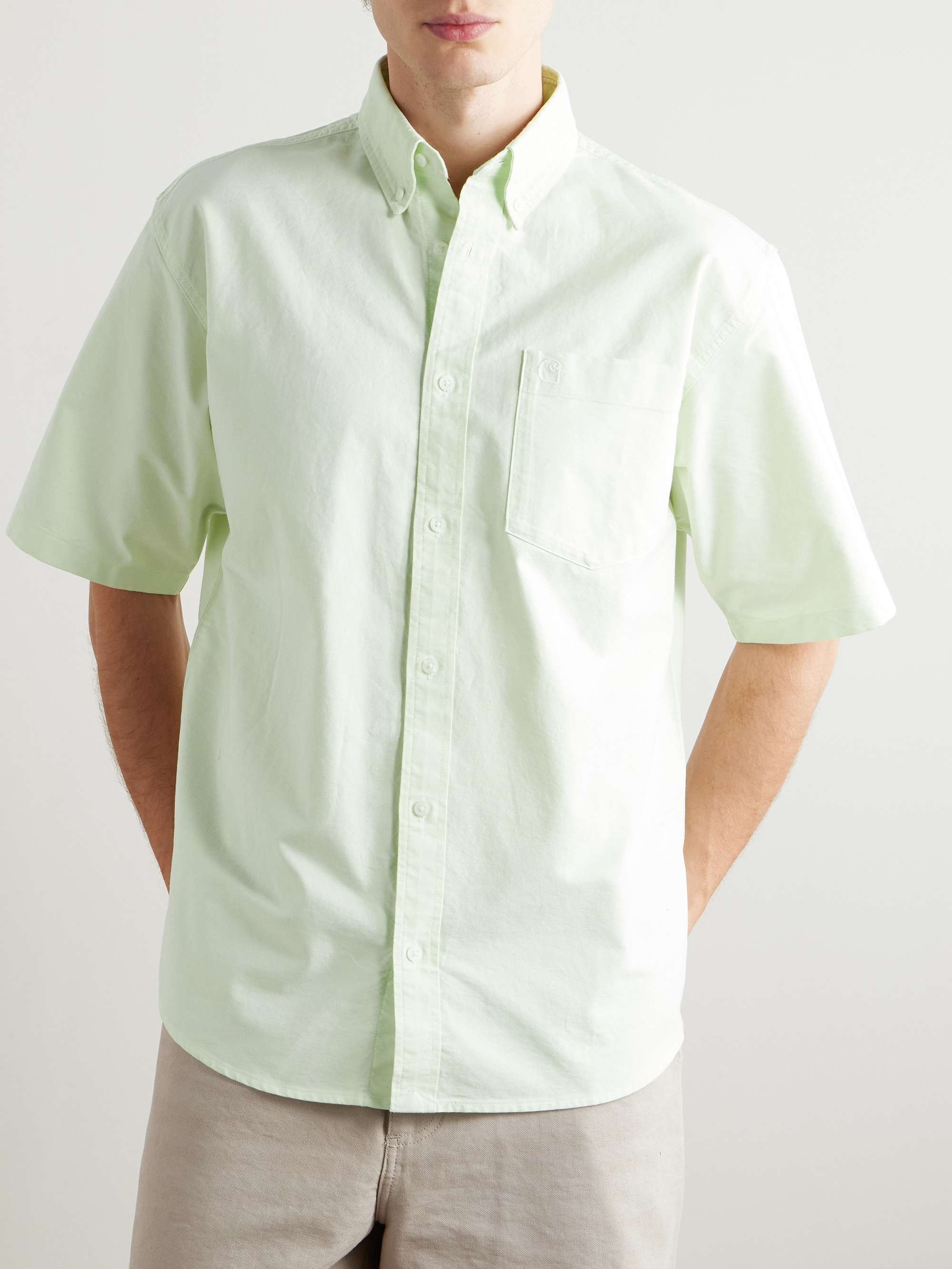 Braxton Button-Down Collar Logo-Embroidered Cotton Oxford Shirt view
