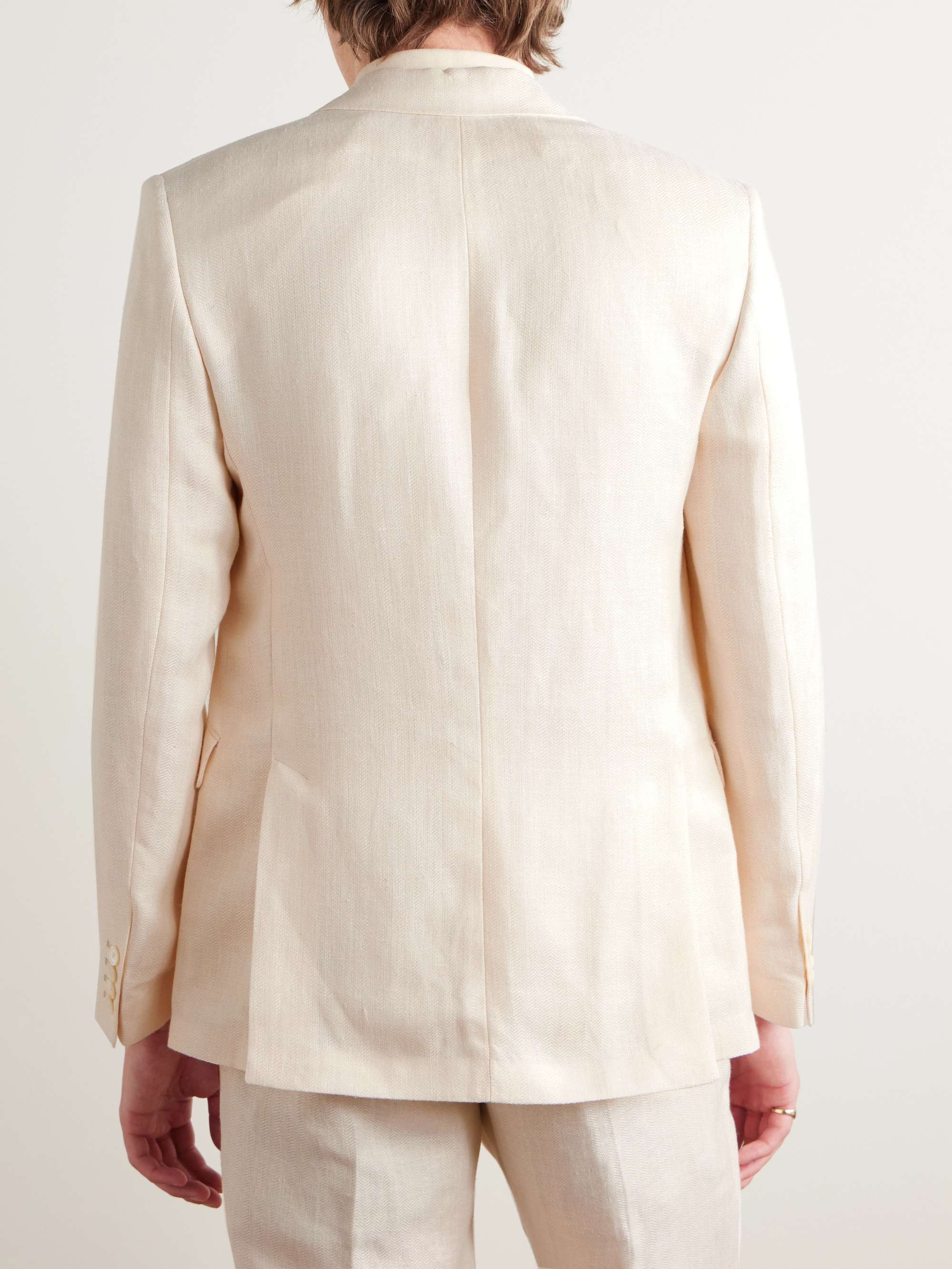 Slim-Fit Herringbone Linen and Silk-Blend Suit Jacket view