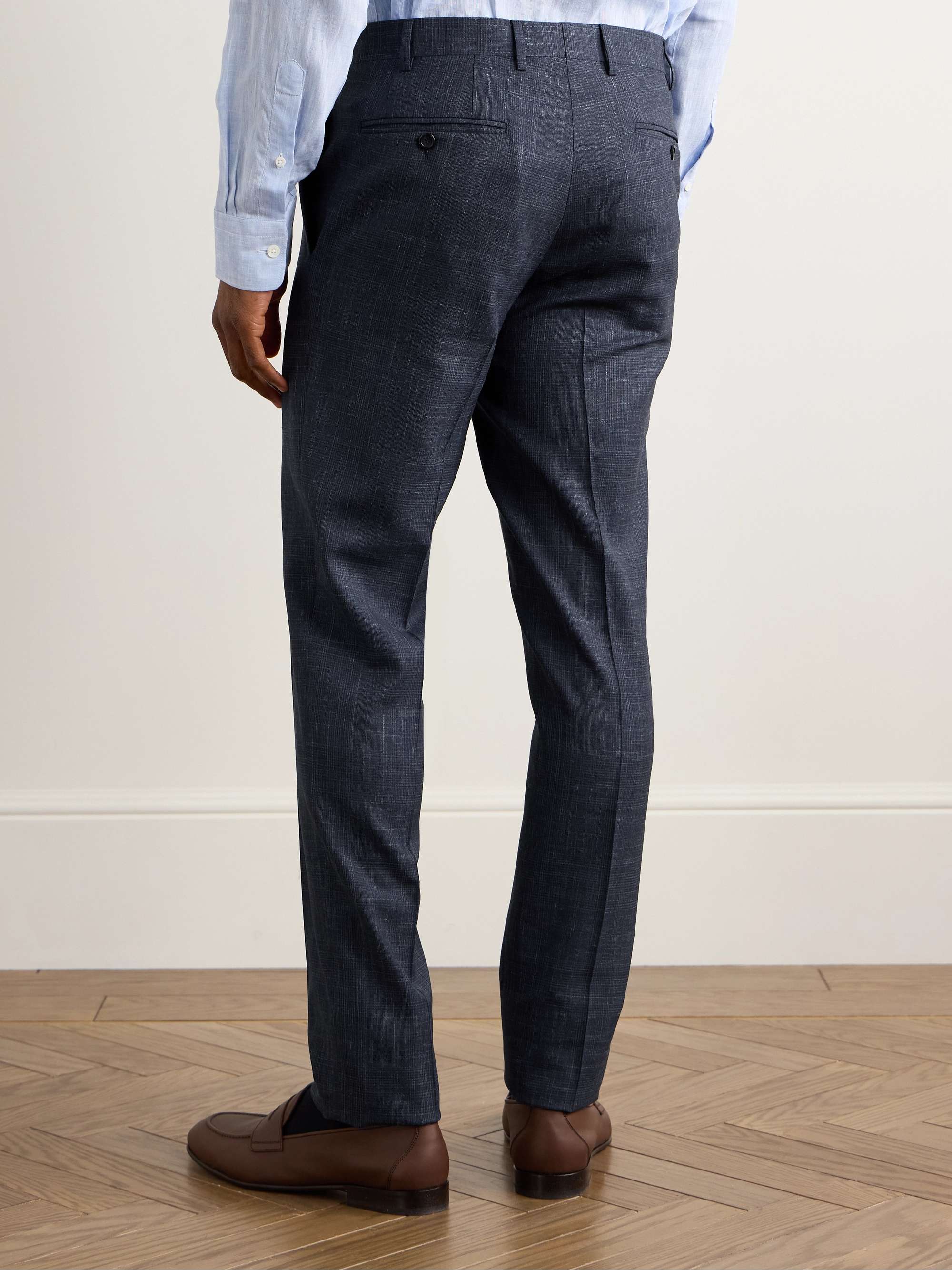 Slim-Fit Wool, Silk and Linen-Blend Suit Trousers view