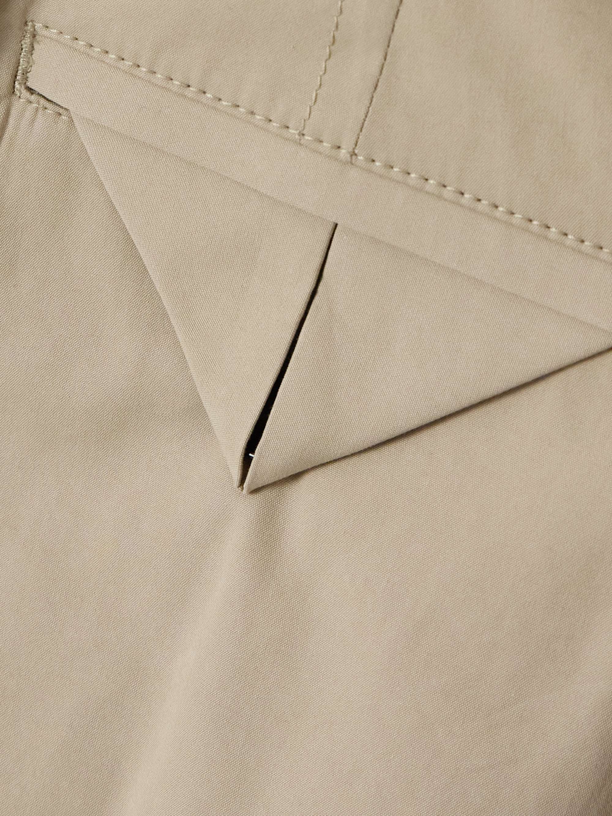 Belted pleated cotton-blend straight-leg pants view