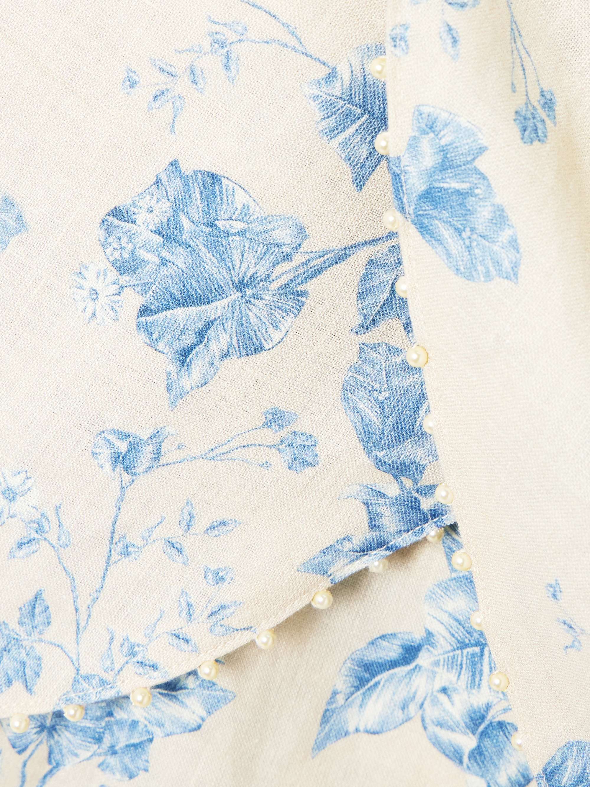 Agustina Bougainvillea faux pearl-embellished floral-print linen pareo view
