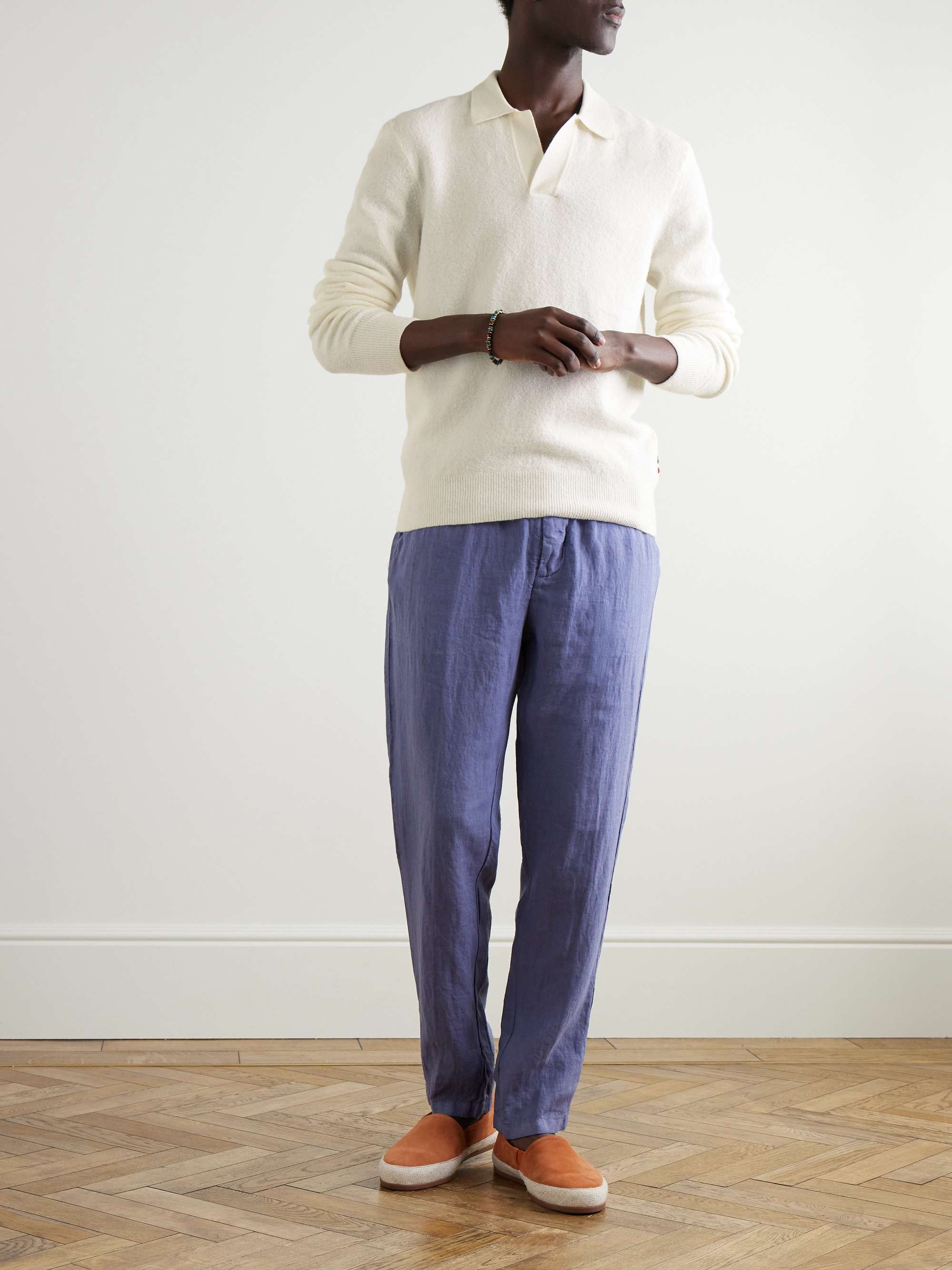 Winslow Open-Collar Wool-Blend Bouclé Polo Shirt view