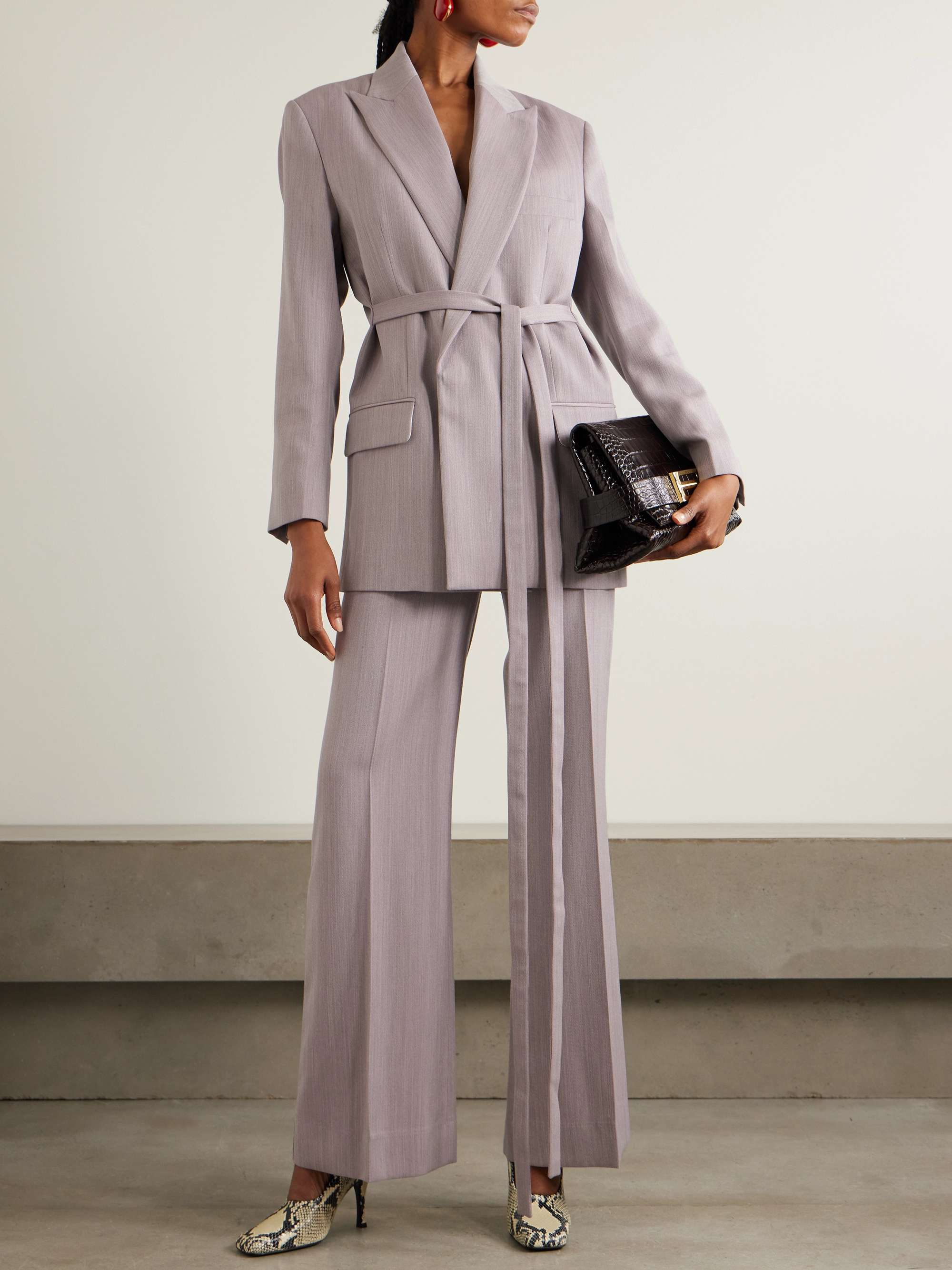 Alina textured-wool wide-leg pants view