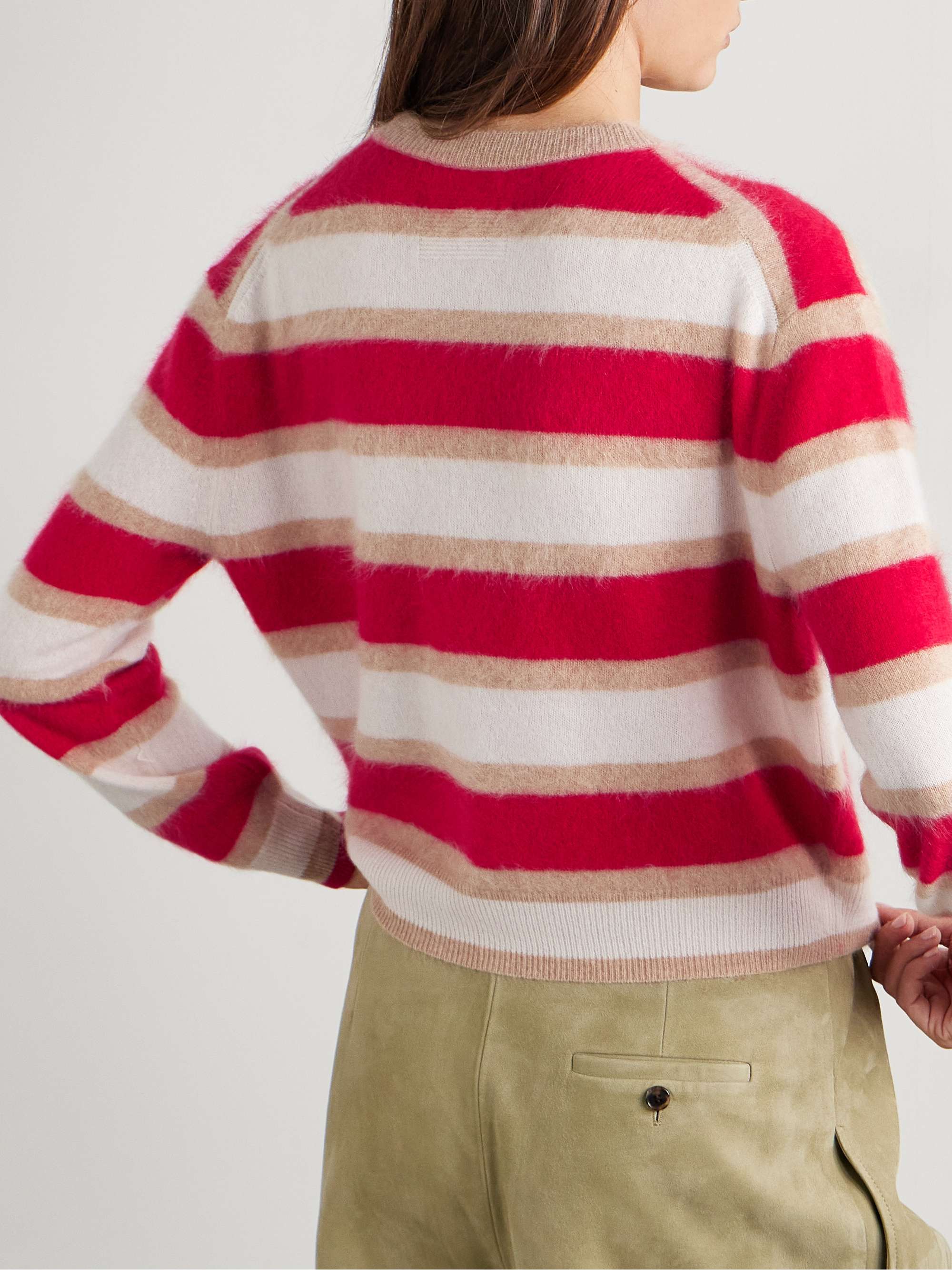 Striped brushed-cashmere sweater view