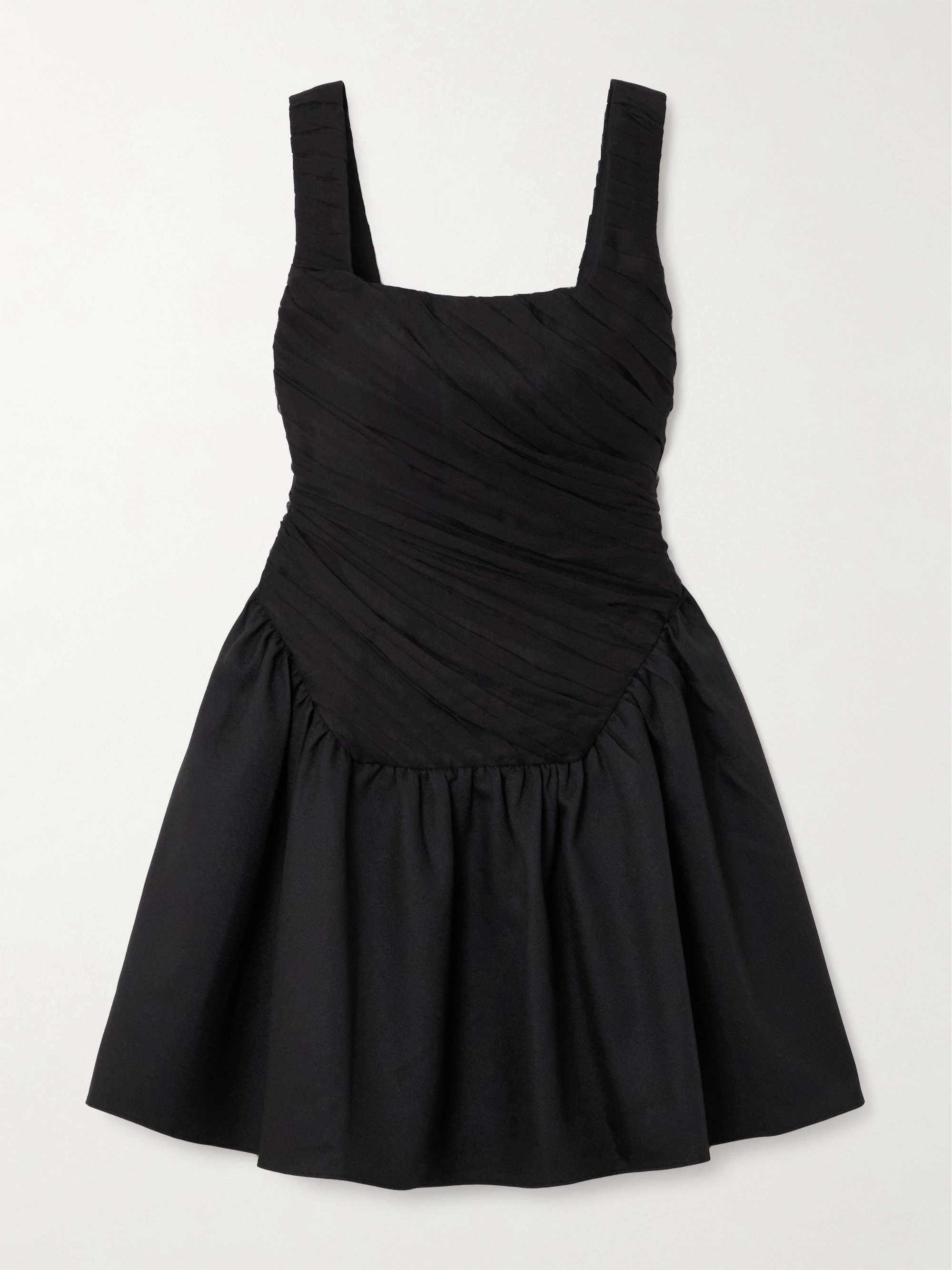 Kaia ruched chiffon and twill mini dress view