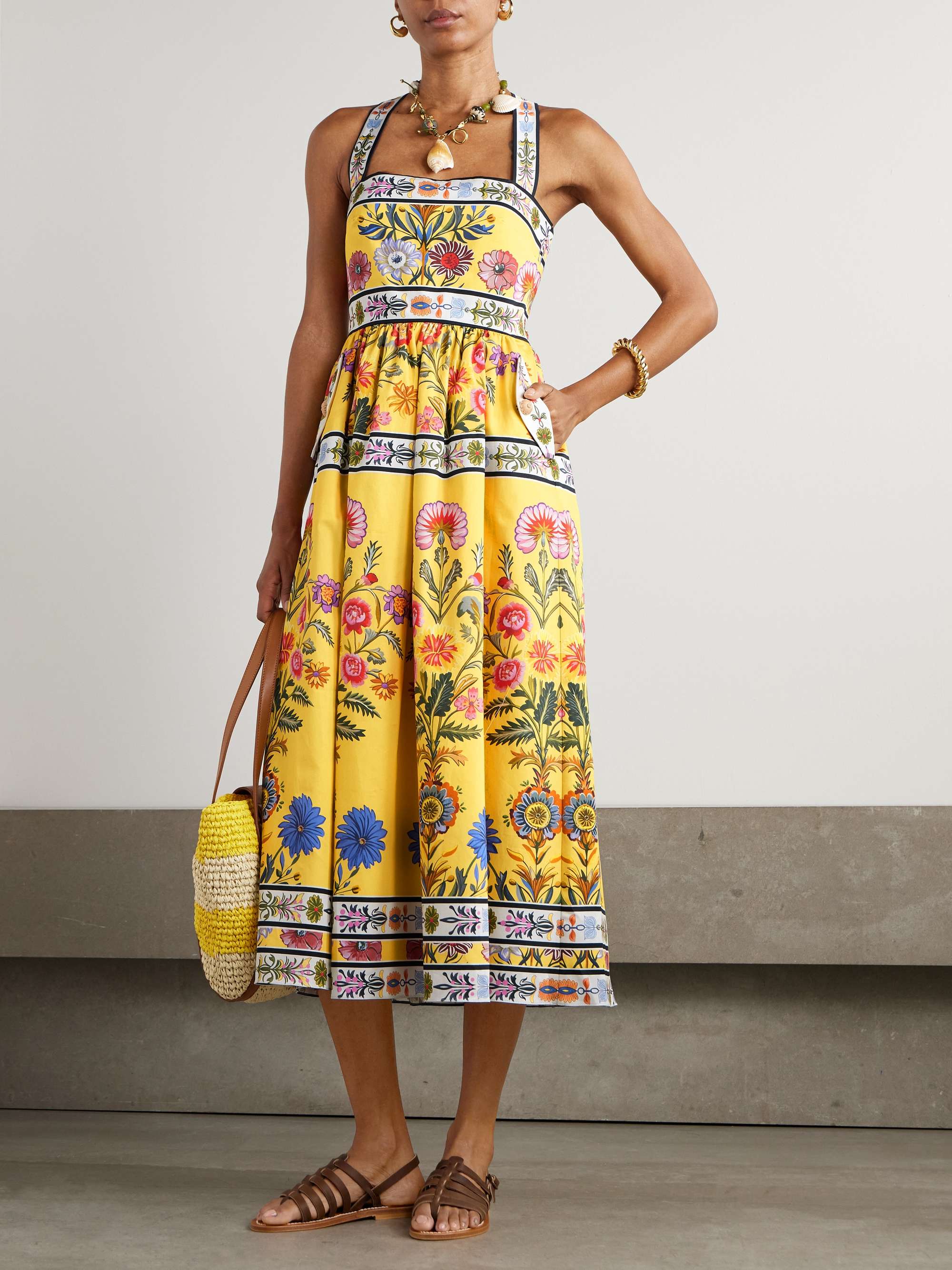 Mavaro printed cotton-poplin midi dress view