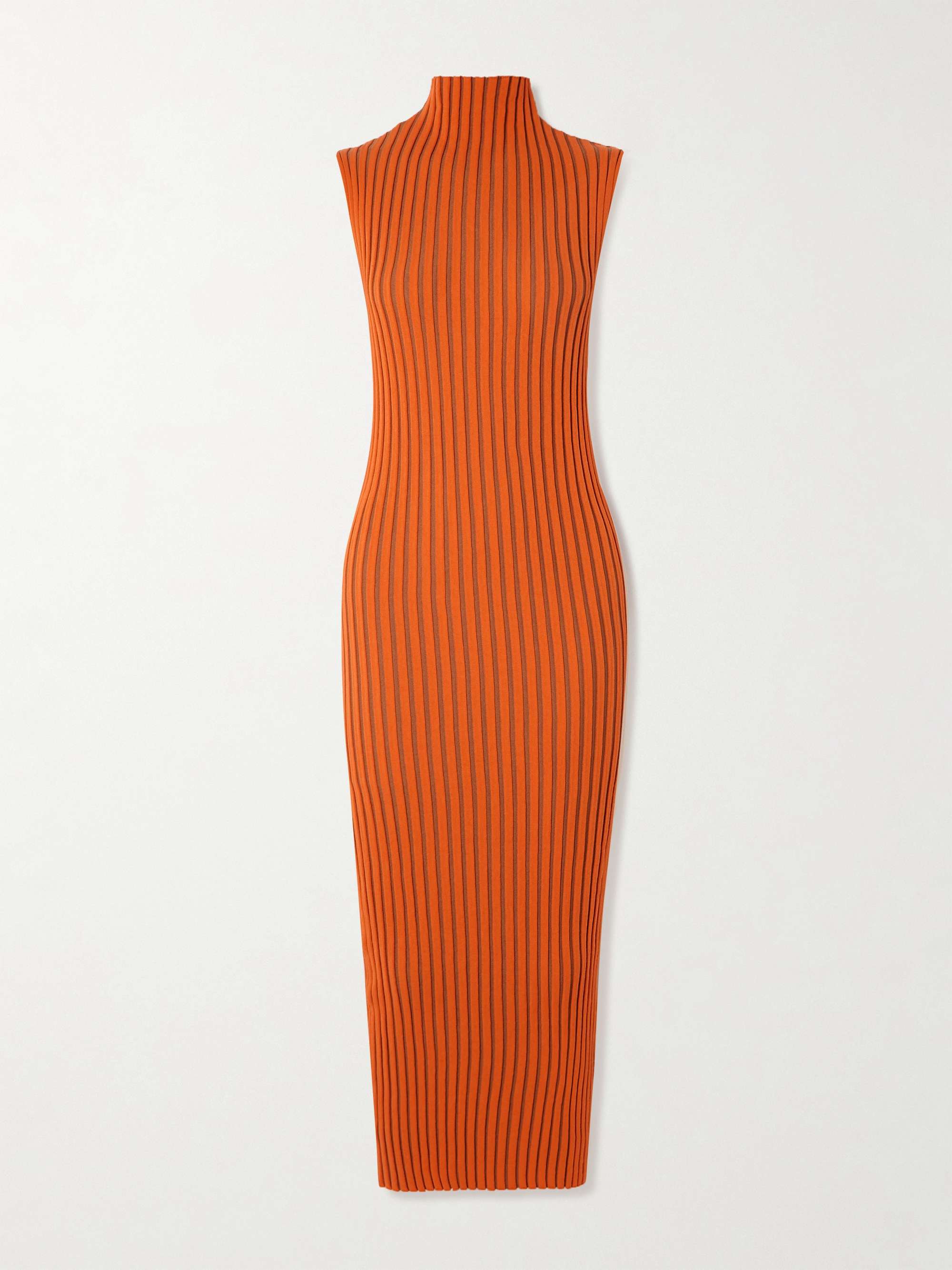 Chen Bico ribbed two-tone organic cotton-blend midi dress view