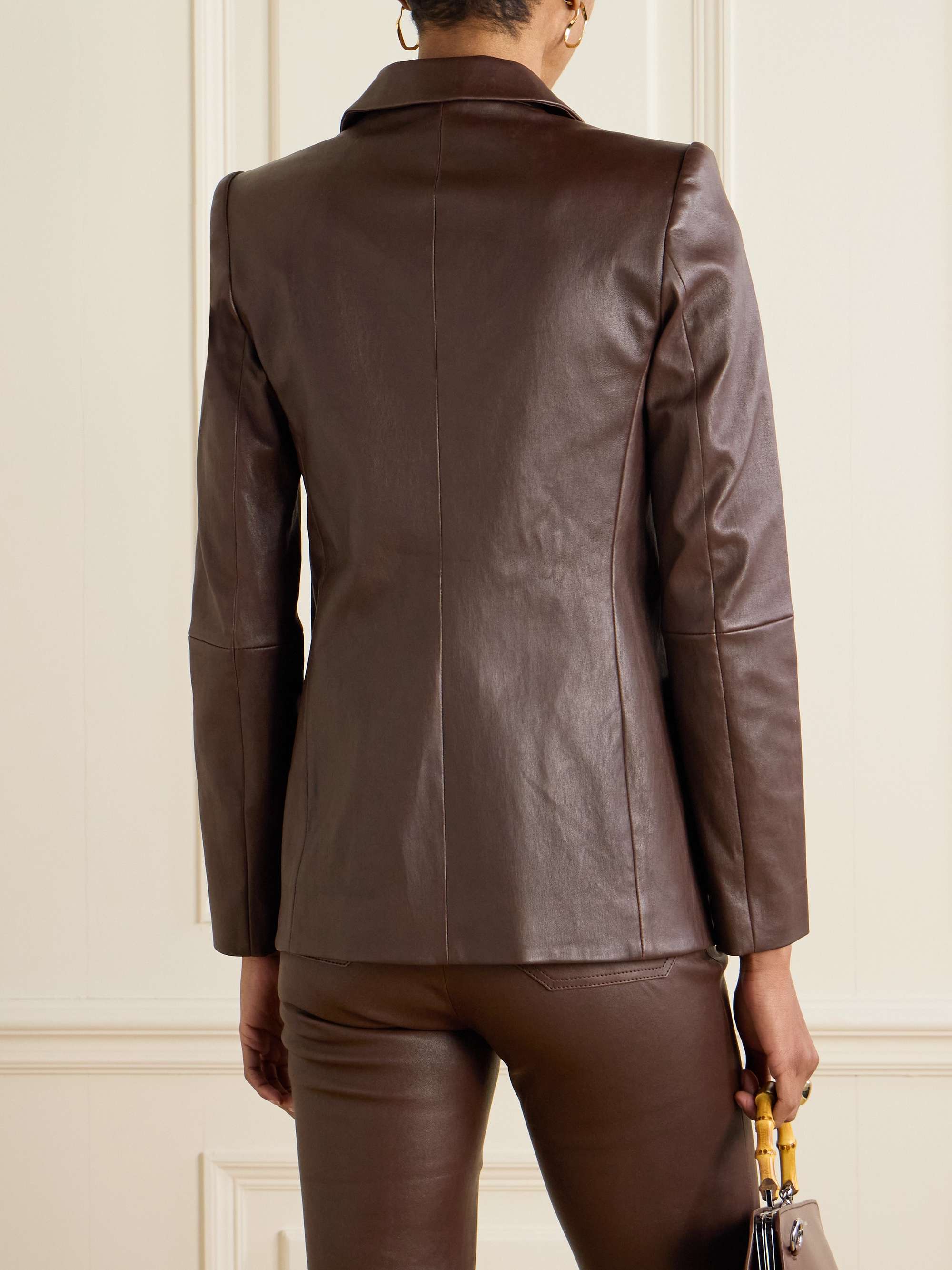 Jones double-breasted leather blazer view