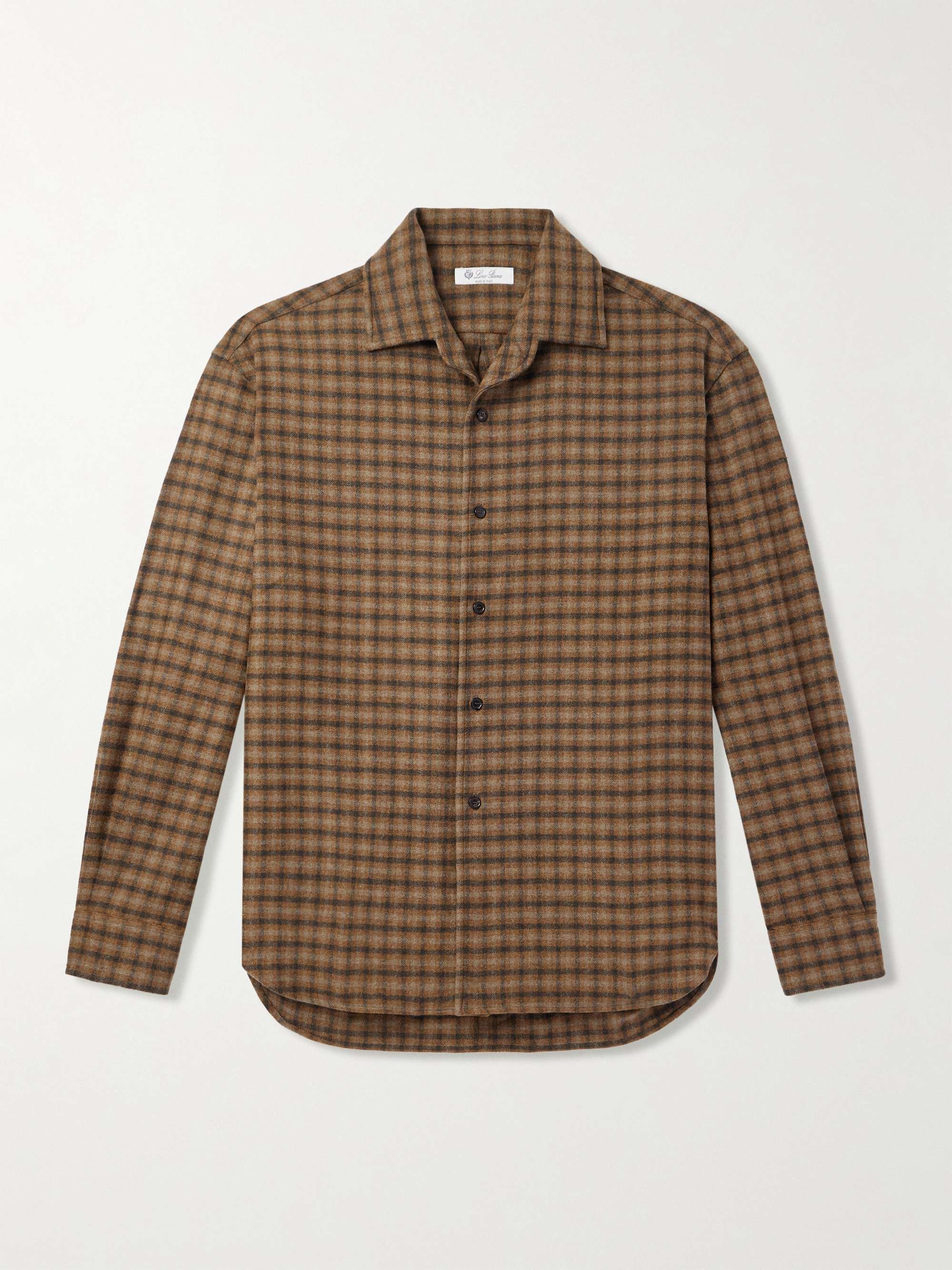 Checked Brushed Wool and Cashmere-Blend Overshirt view