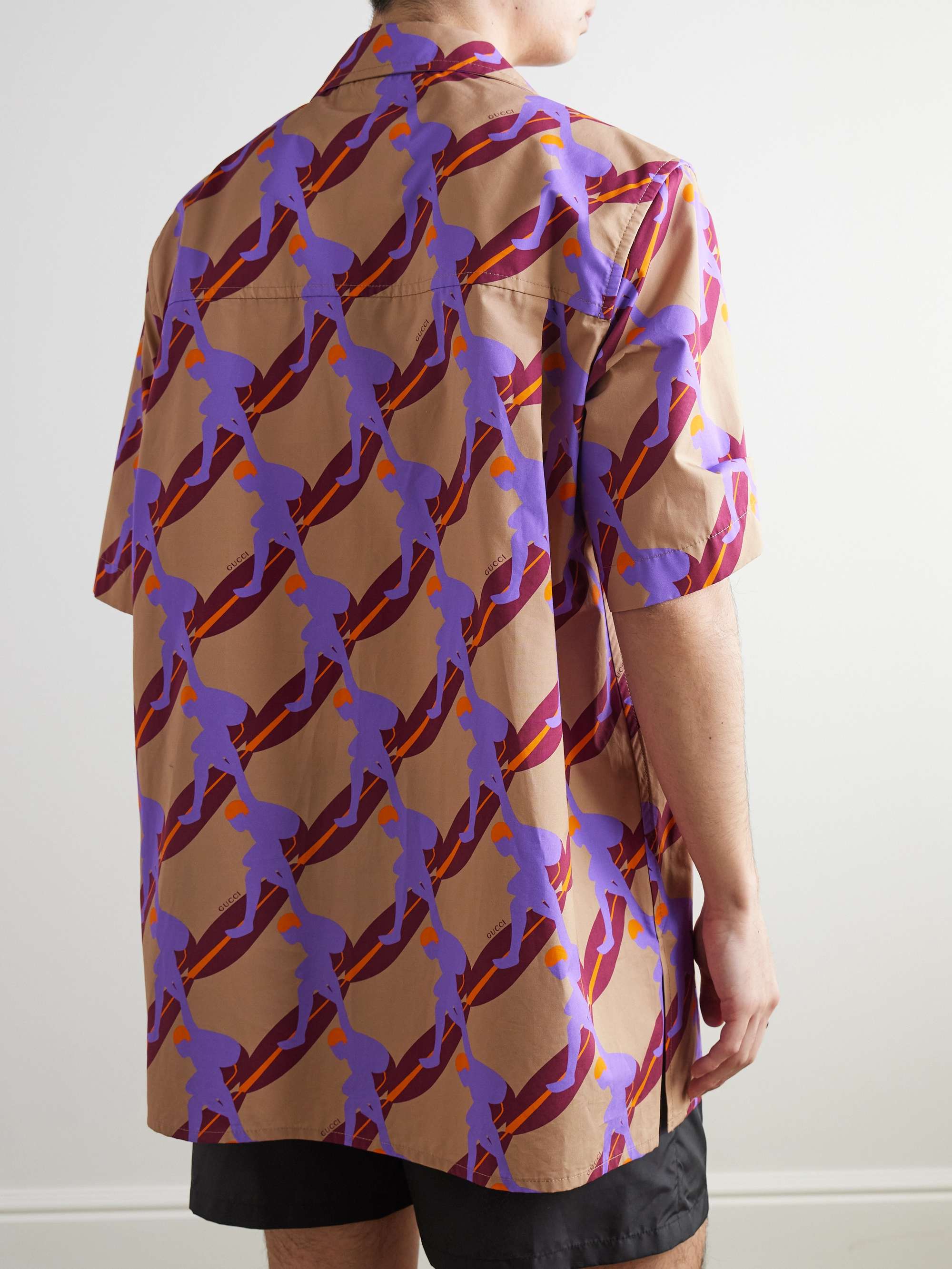 Oversized Camp-Collar Printed Cotton-Poplin Shirt view