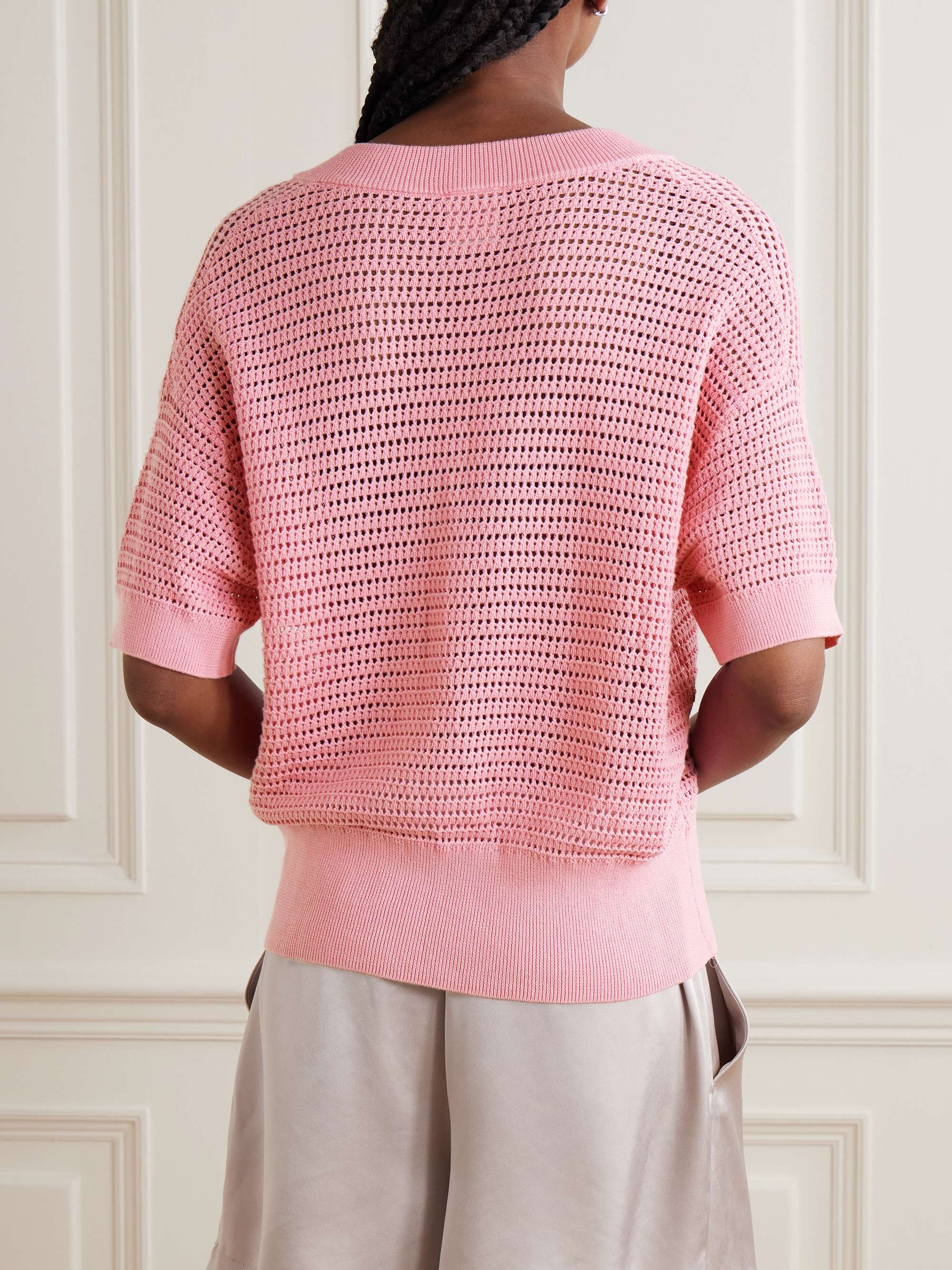 Callie open-knit cotton top view