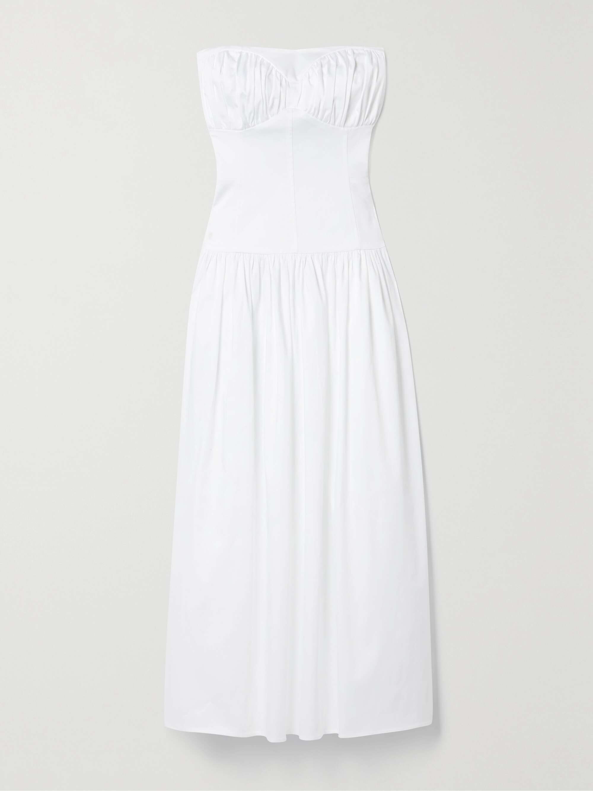 Lauryn strapless gathered cotton-blend midi dress view