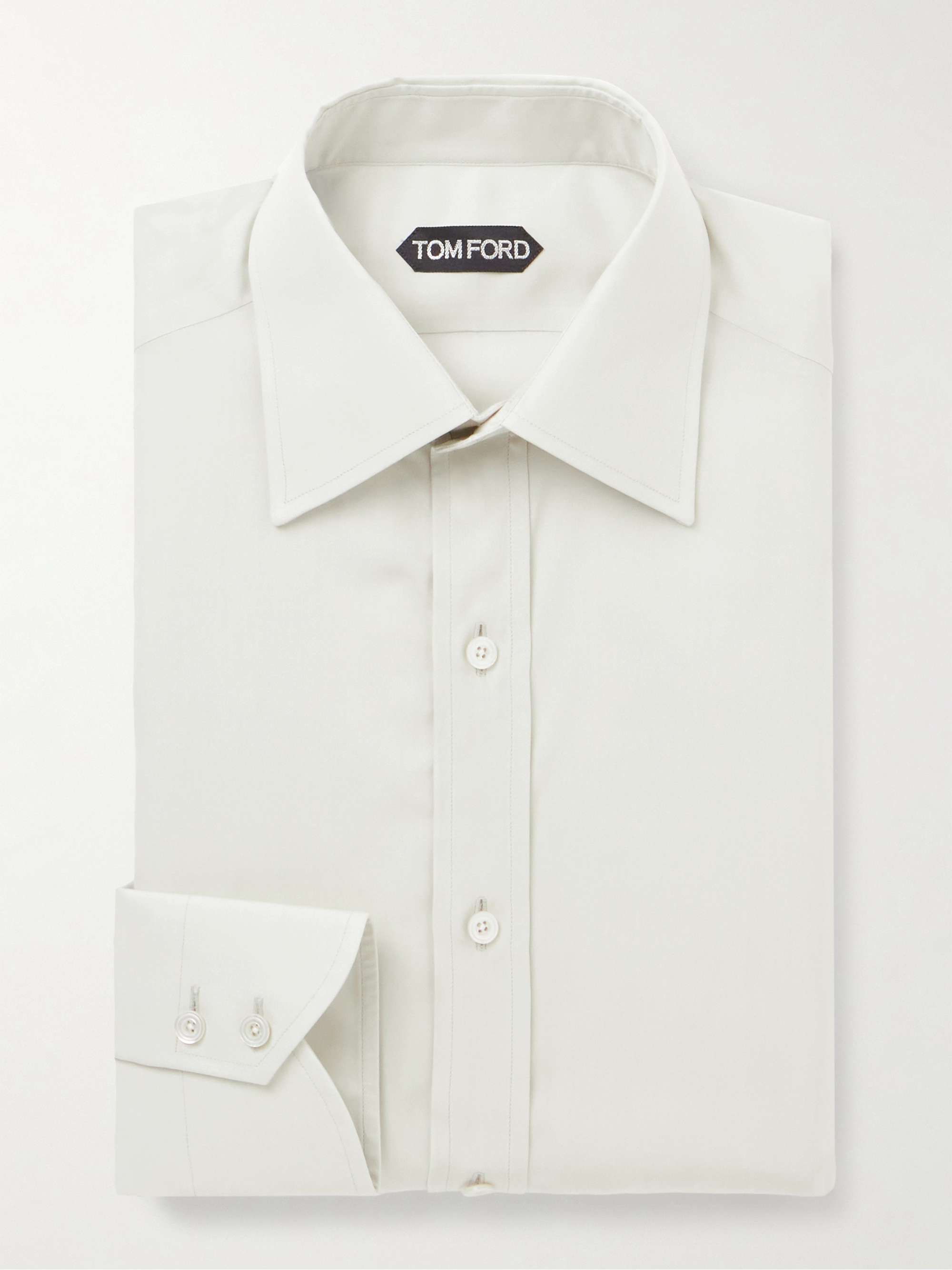Cutaway-Collar Lyocell-Blend Poplin Shirt view