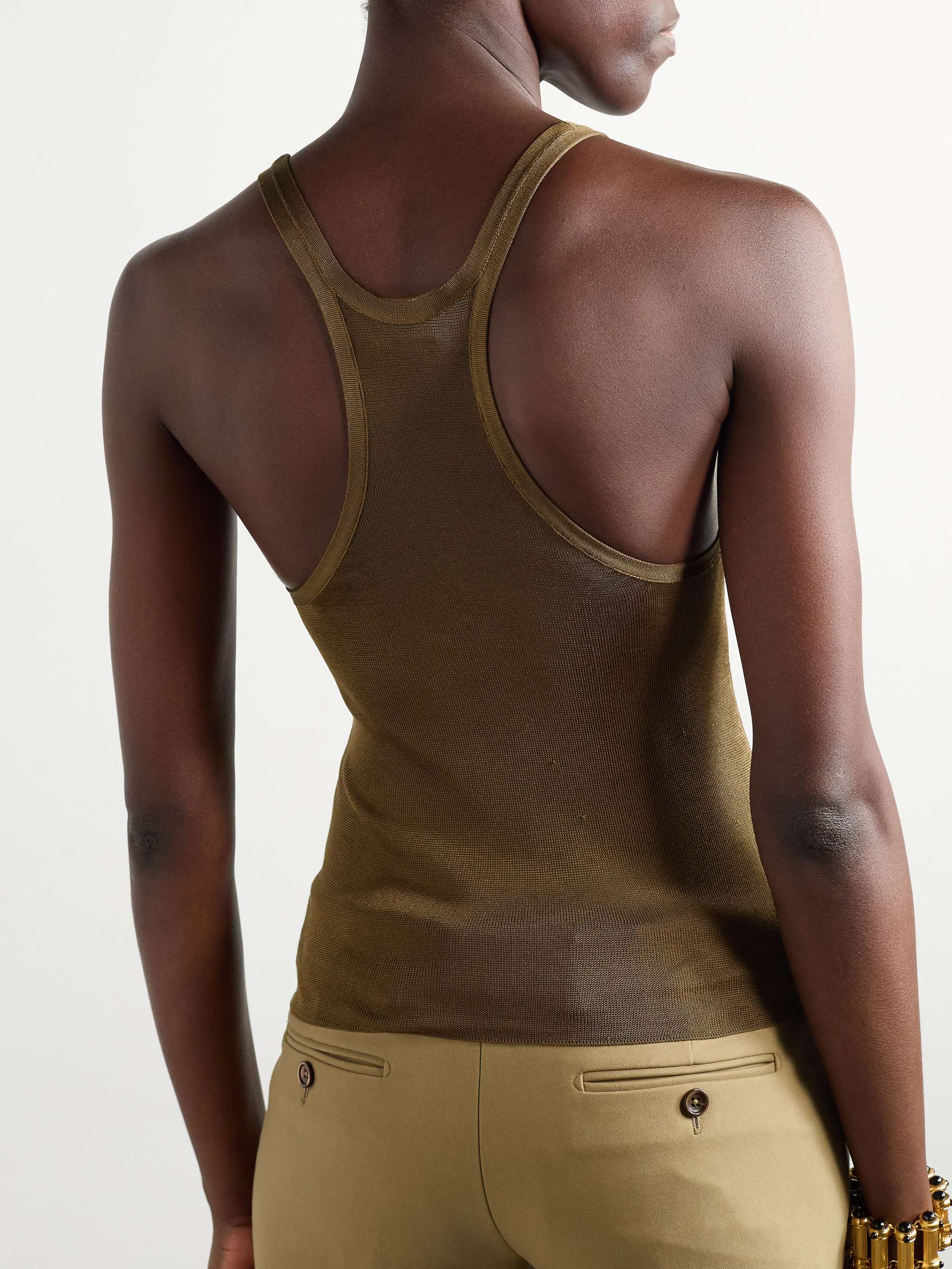 Knitted silk tank top view