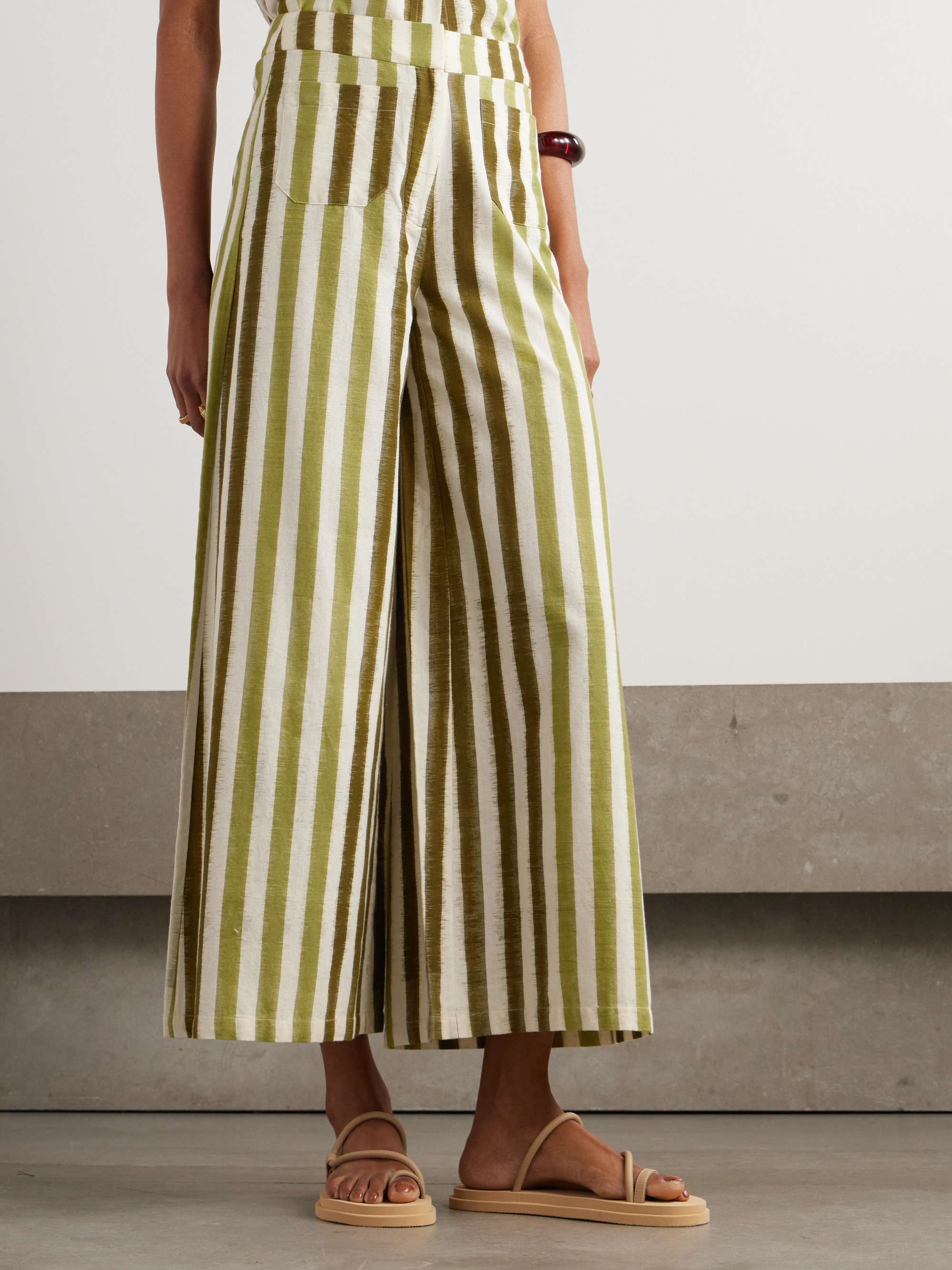 Adele striped cotton wide-leg pants view