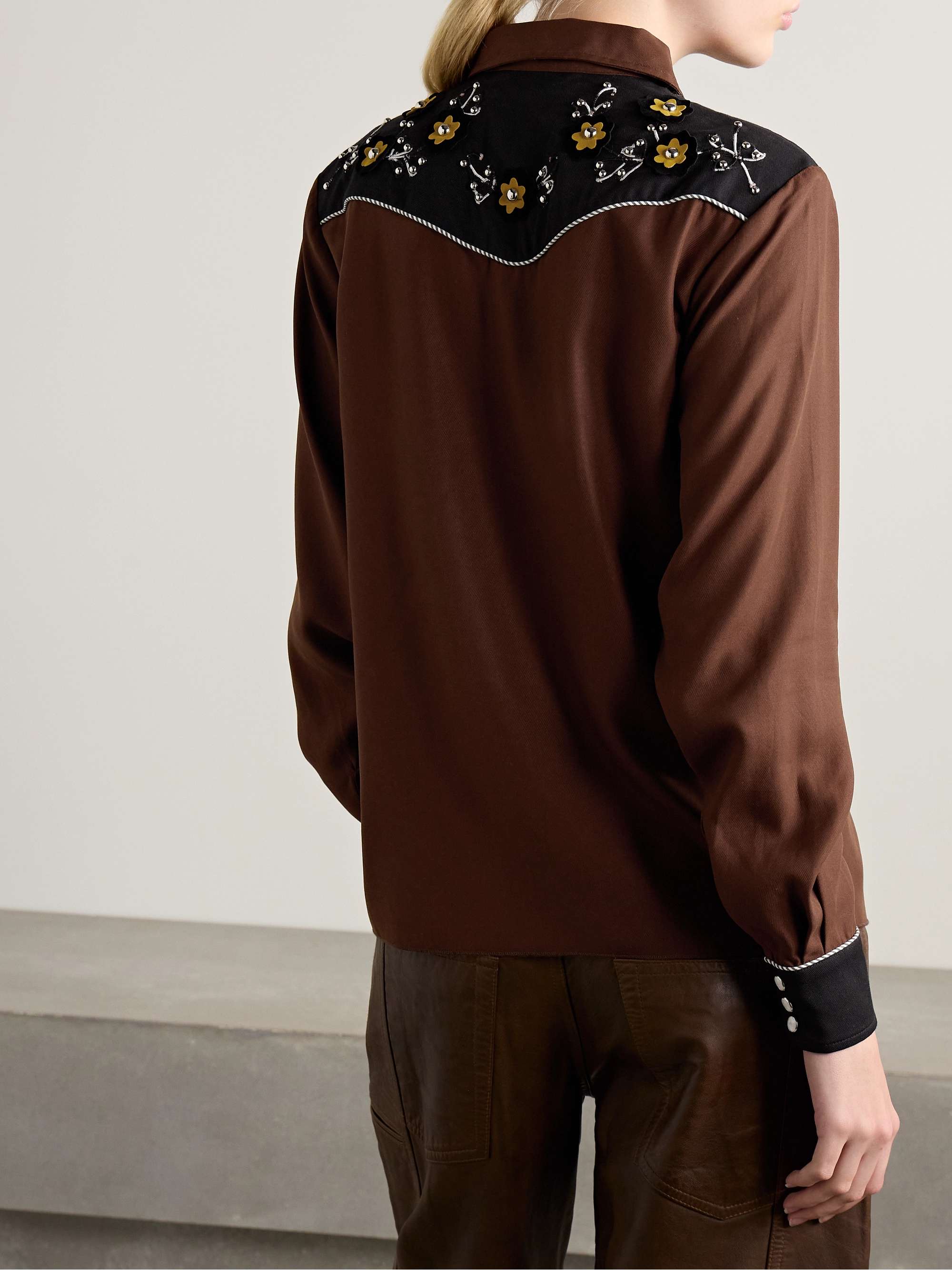 Abilene studded appliquéd paneled twill shirt view