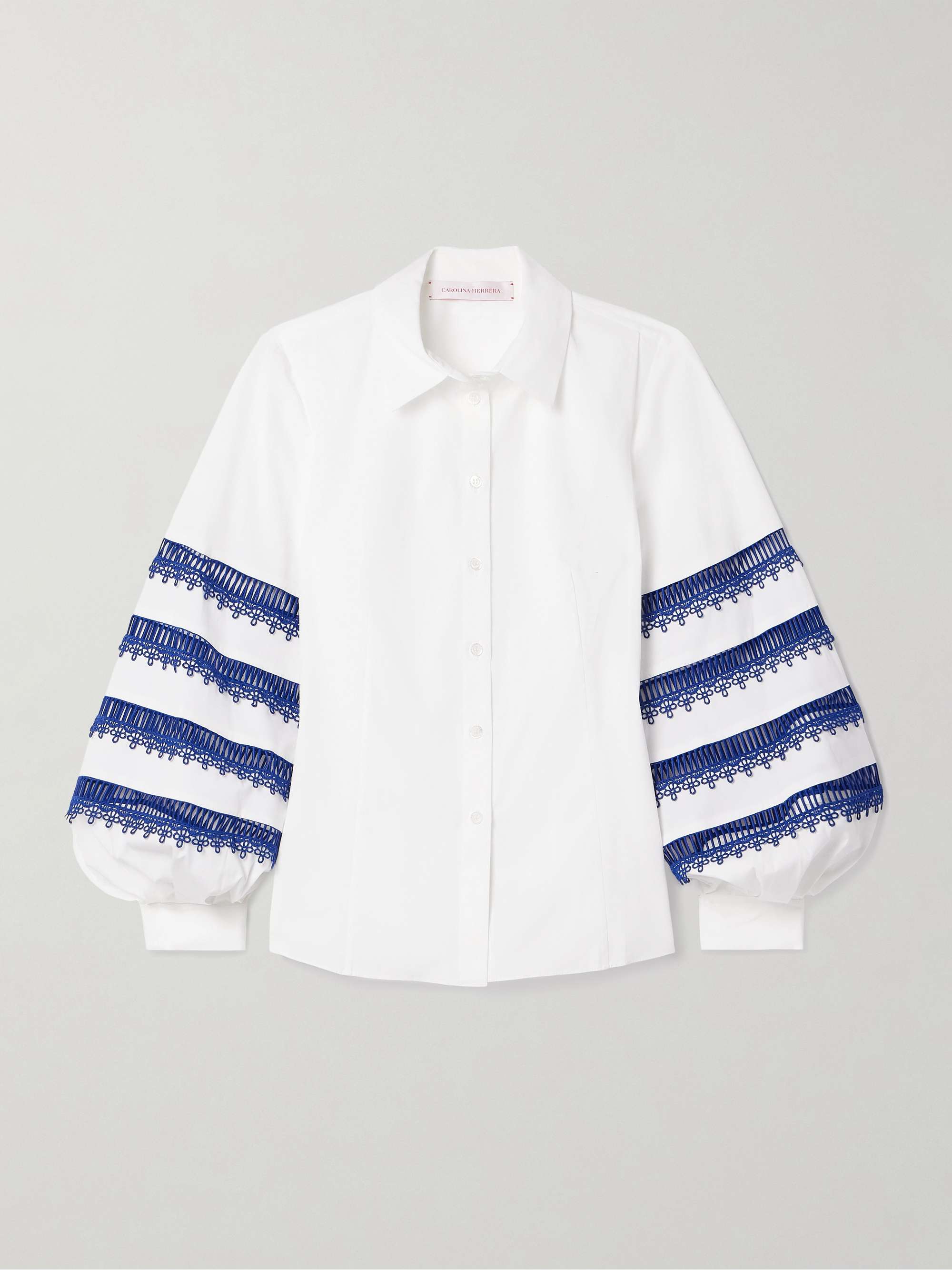 Guipure lace-trimmed cotton-blend poplin shirt view