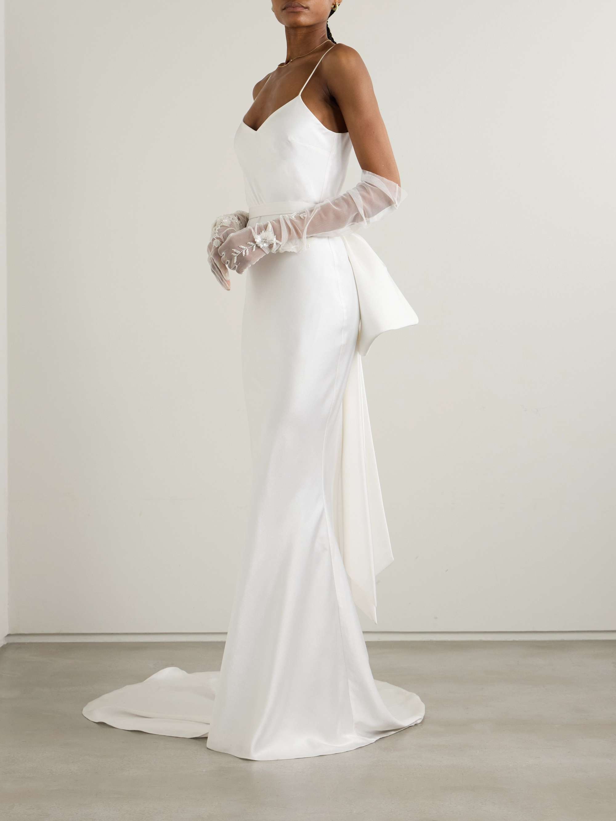 India bow-detailed satin gown view