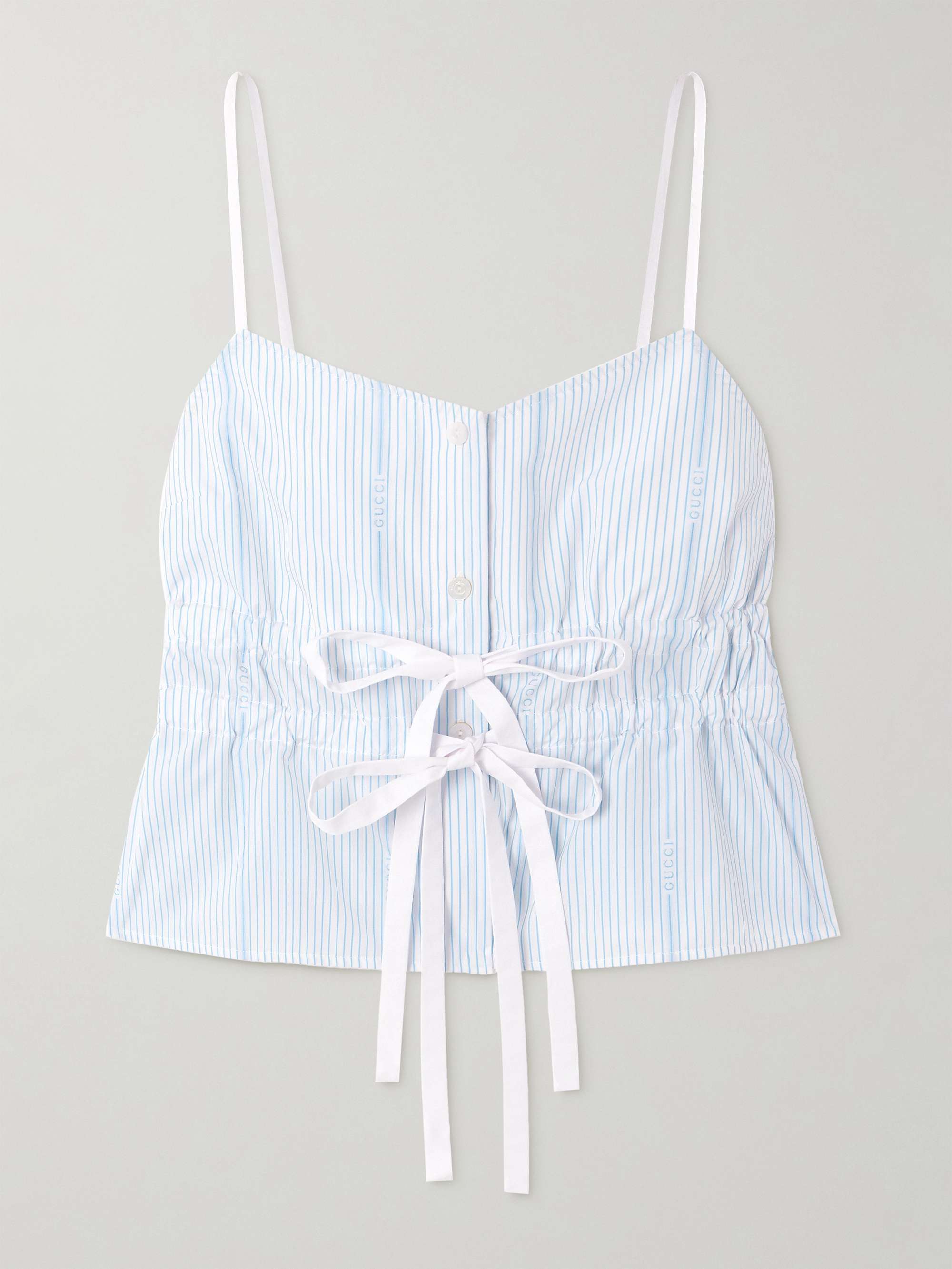 Tie-front striped cotton Oxford camisole view
