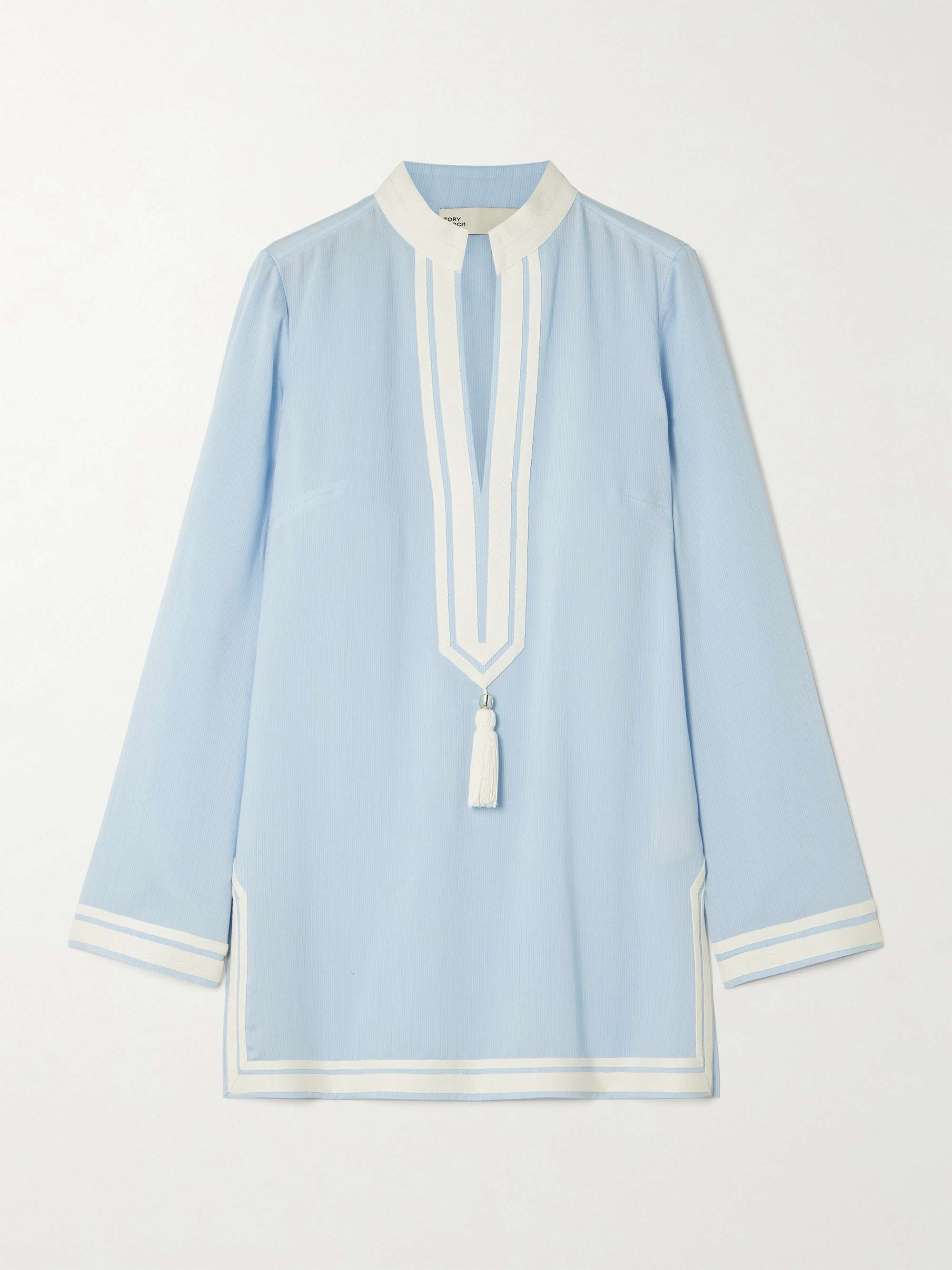 Tasseled webbing-trimmed crepe tunic view