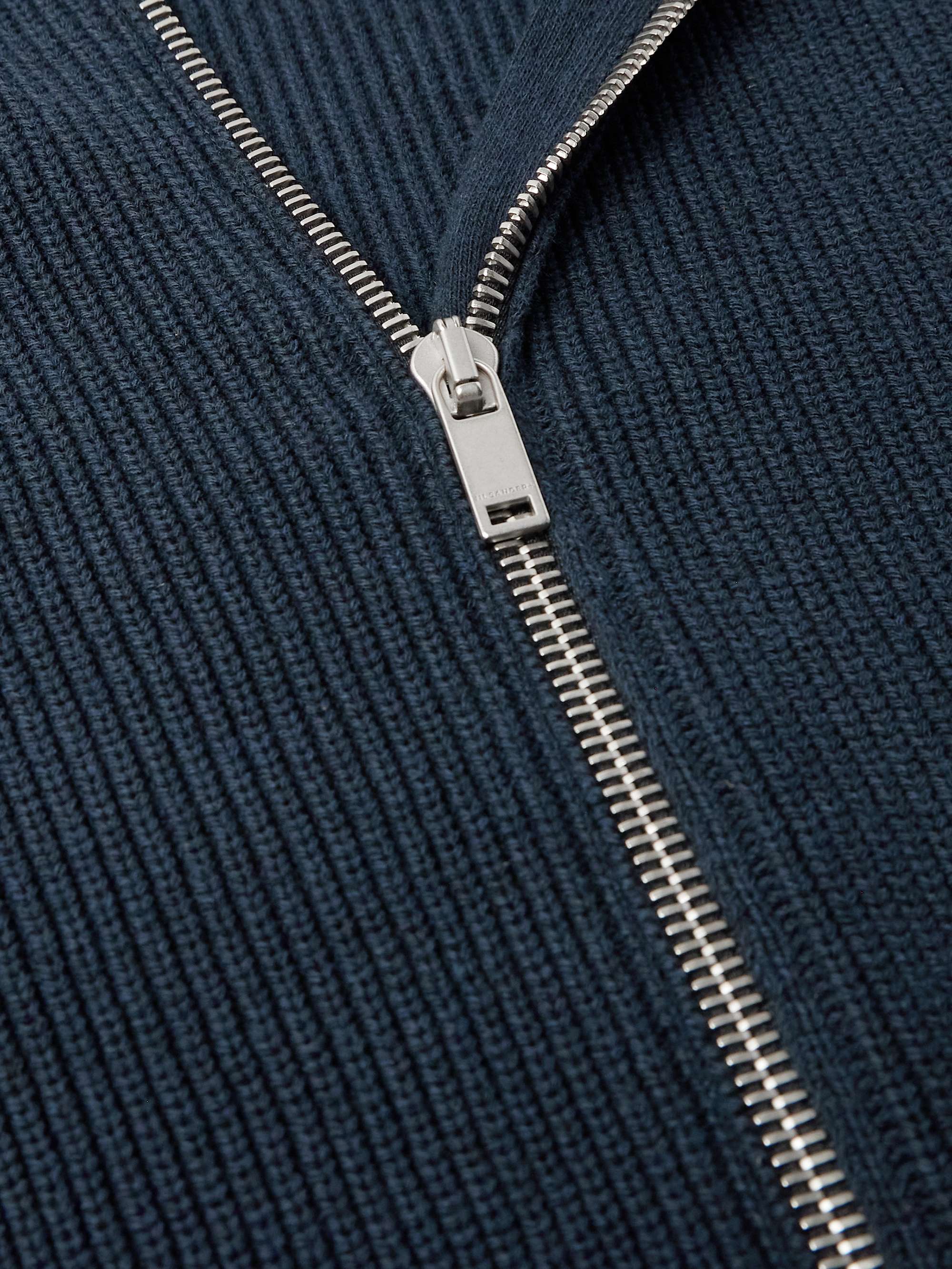 + Ribbed Cotton Zip-Up Cardigan view